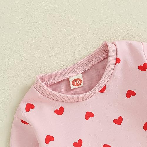 Miniatura 2 de Rarjuiey Baby Boy Girl Valentines Day Outfits Toddler Valentine Heart Sweatshirt Sweater Pullover Pants Set 2PCS Clothes