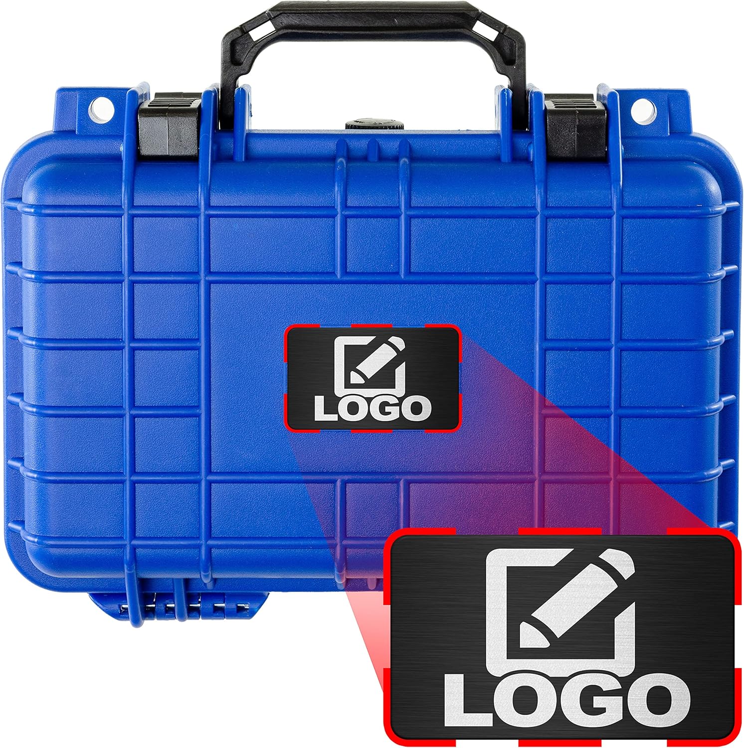 Eylar Protective Gear and Camera Hard Case with Custom Logo Plate Waterproof Dry Box with Foam 11.6 Inch 8.3 Inch 3.8 Inch (Blue)