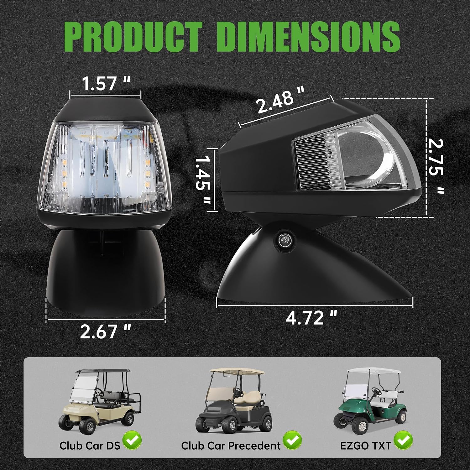10L0L Golf Cart Light Deluxe Kit - Headlight & Taillight Set with Switch for Club Car DS Precedent EZGO TXT- Super Bright and Easy Installation