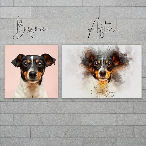 Miniatura 7 de Awesometik Retrato personalizado de perro en acuarela - Impresión en lienzo para mamá de perro