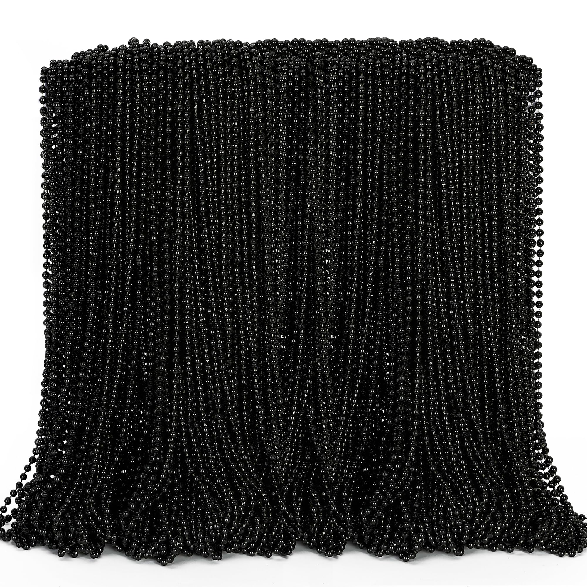 144PCS Bead Necklace, Black Mardi Gras Bead Necklace Party Favors, 33" Metallic Mardi Gras Round Beaded Bulk, Festival Parade Throw Accessories for
