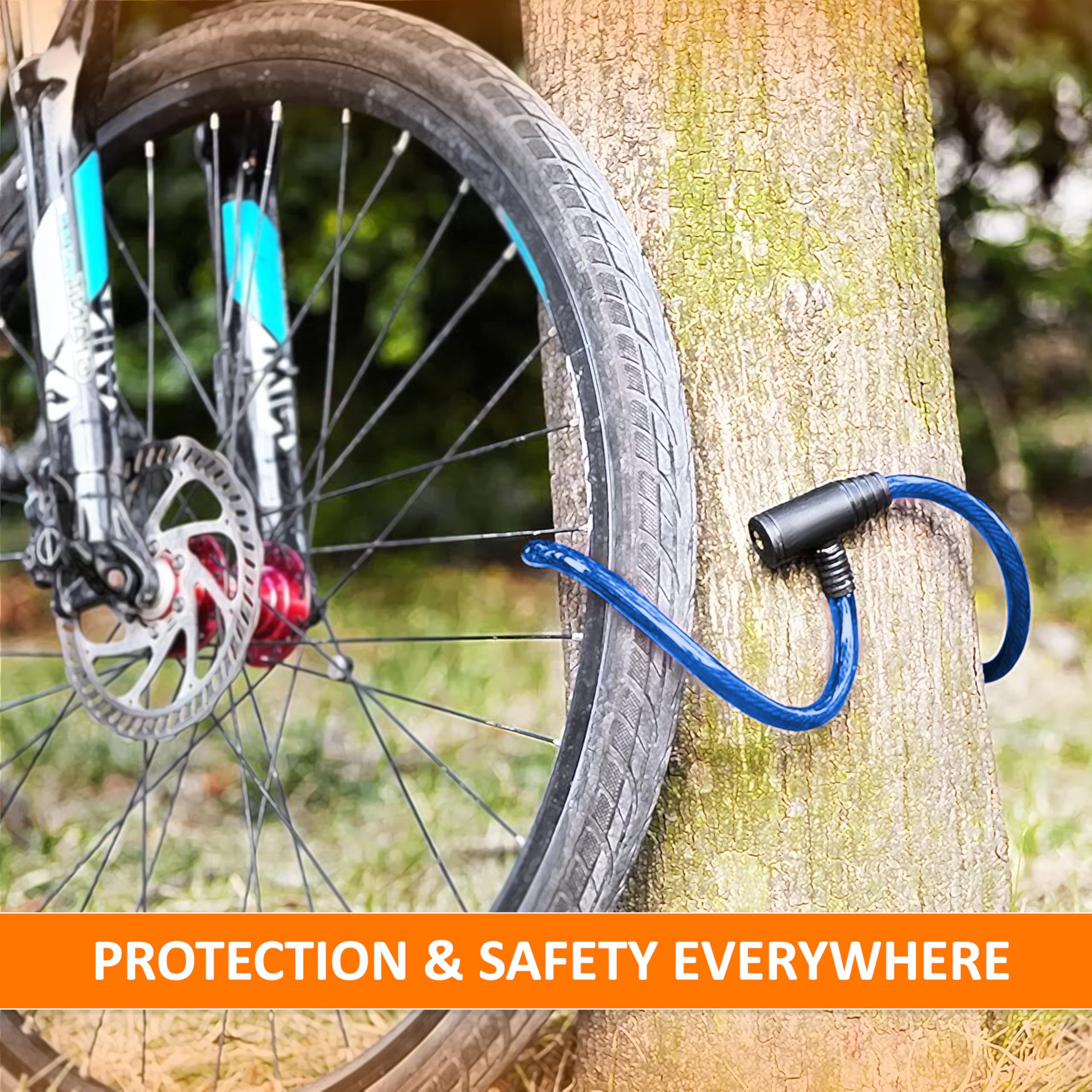Fahrradschloss Stahlkabel widerstandsfähig 60 cm modernes Schlüsselschloss sicheres robustes praktisches leicht zu verstauen blau Sport & Freizeit