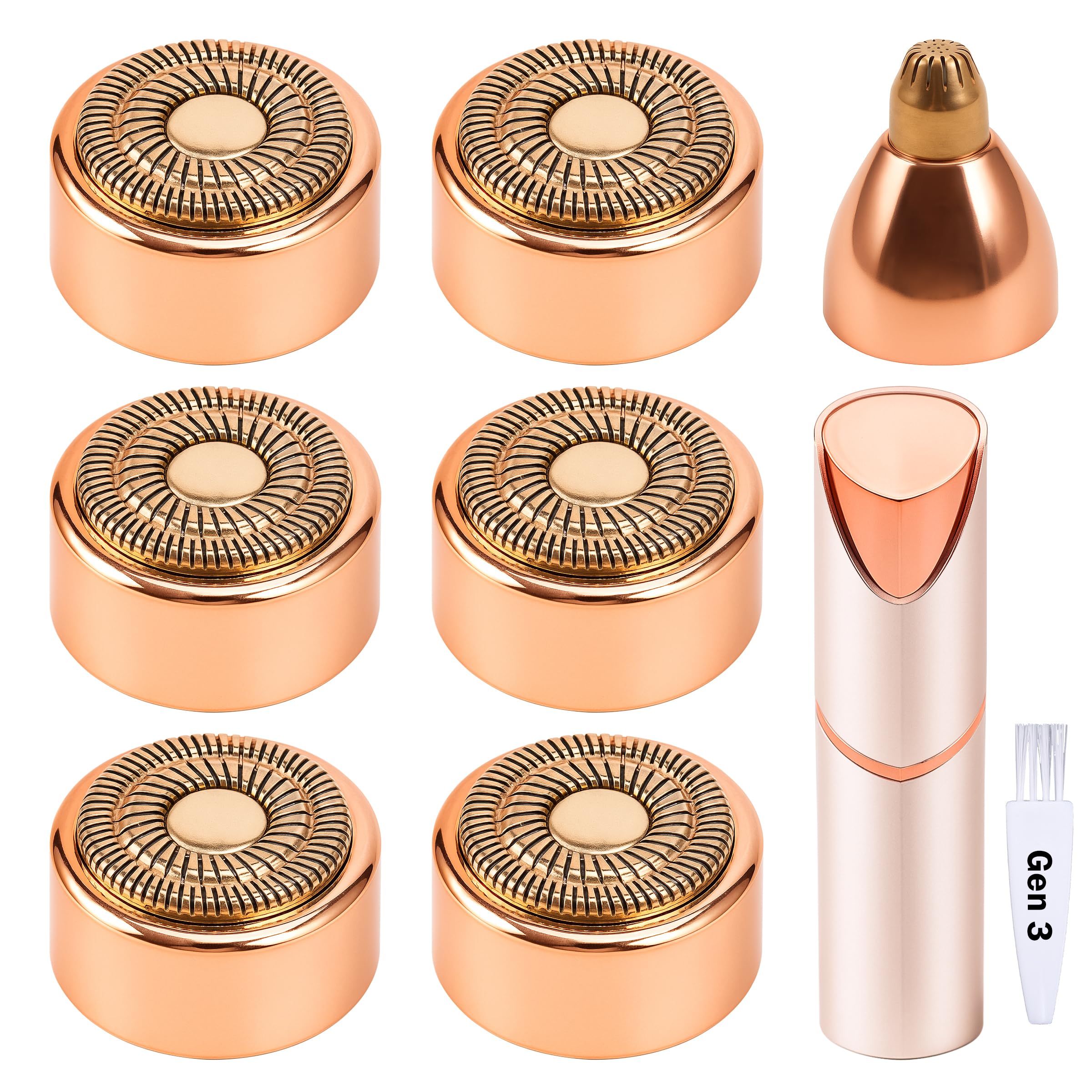 6 Pack Flawless Replacement Heads Gen 3, Compatible with Flawless Hair Removal Generation 3, Snap-Fit Double Precision Replacement Blades Heads with Cleaning Brush