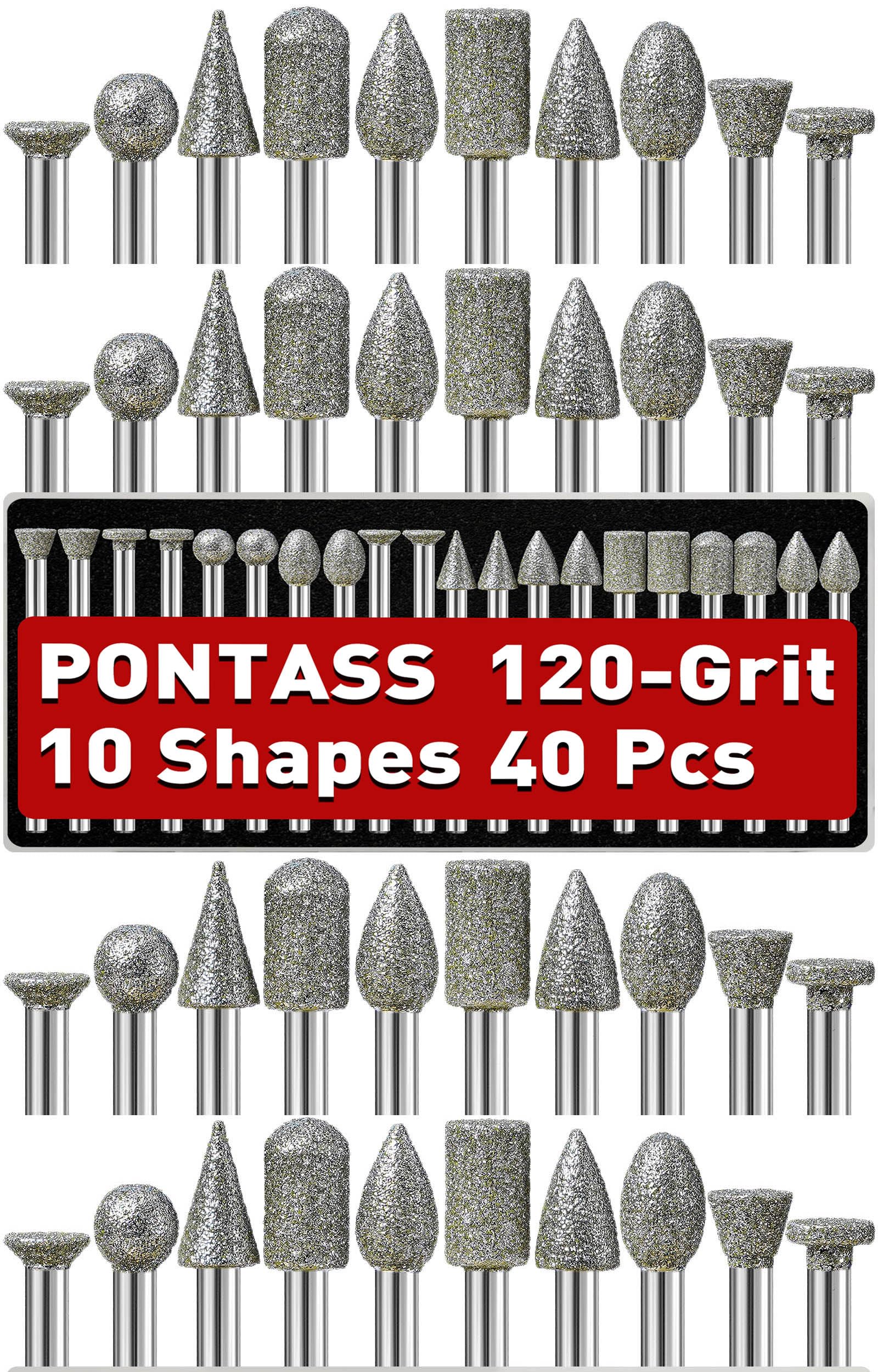 40pcs Diamond Grinding Bits for Dremel Rotary Tool Accessorie, Grit 120 Diamond Drill Bits Stone Carving Tools Compatible with 1/8" Shank for Stone Glass and Carving, DIY Grinding, Polishing