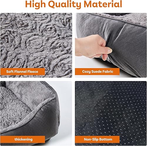 Miniatura 3 de Cama para perros pequeños, lavable, súper suave y duradera, cálida, suave y relajante, con parte inferior antideslizante, color gris, 20 x 19 x 6