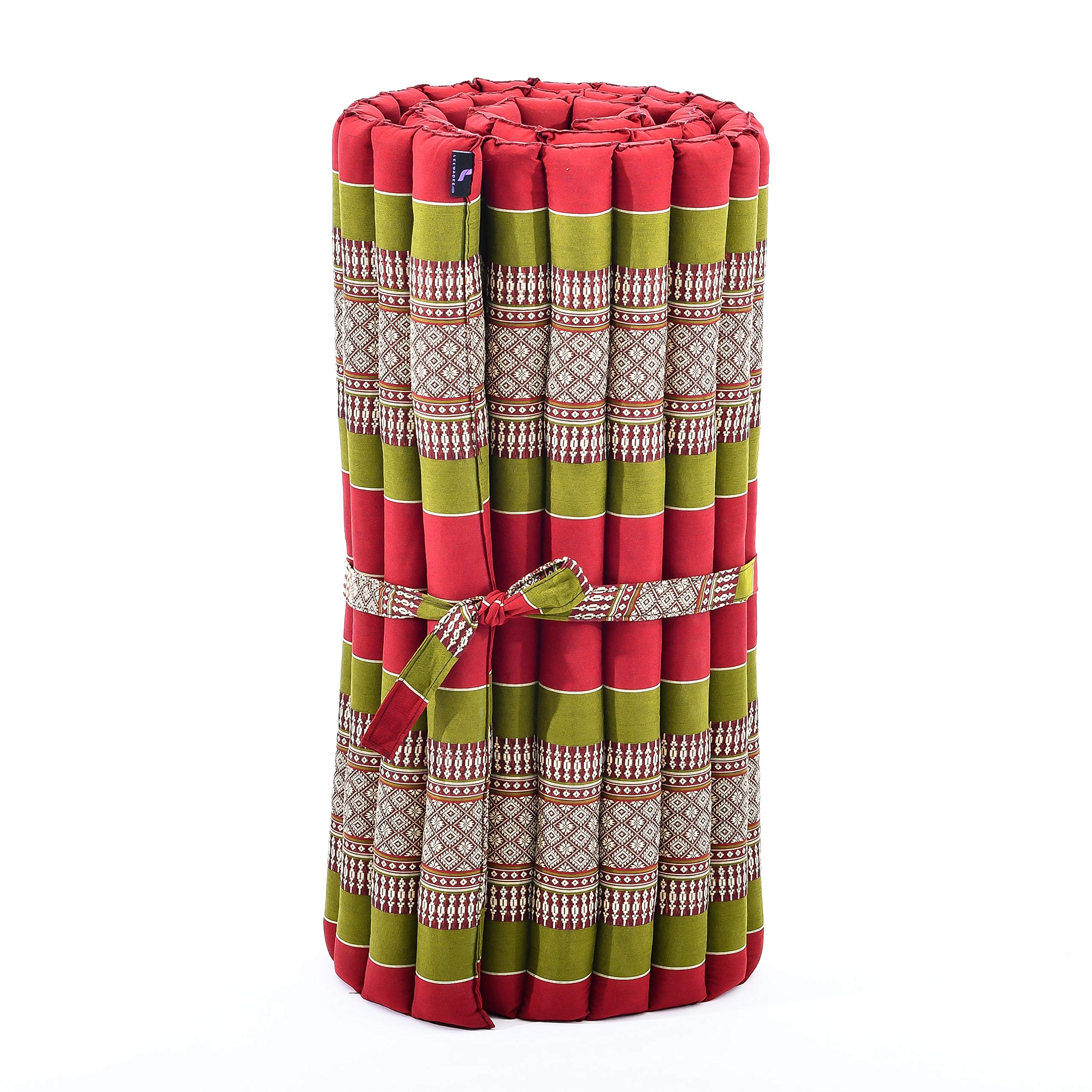 Leewadee Thai Roll Mat 190 x 70 cm Kapok Firm, Sf11 - Red, Green, M: 190x70 cm - Image 4