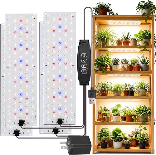 Plant Grow Lights Indoor, Full Spectrum Plant Lights for Indoor Growing with 540 LEDs | Auto On/Off 6/12/16H Timer, 3 Modes & 10 Dimmable Levels Grow Lamp for Optimal Plants Growth, 4-Pack Panel