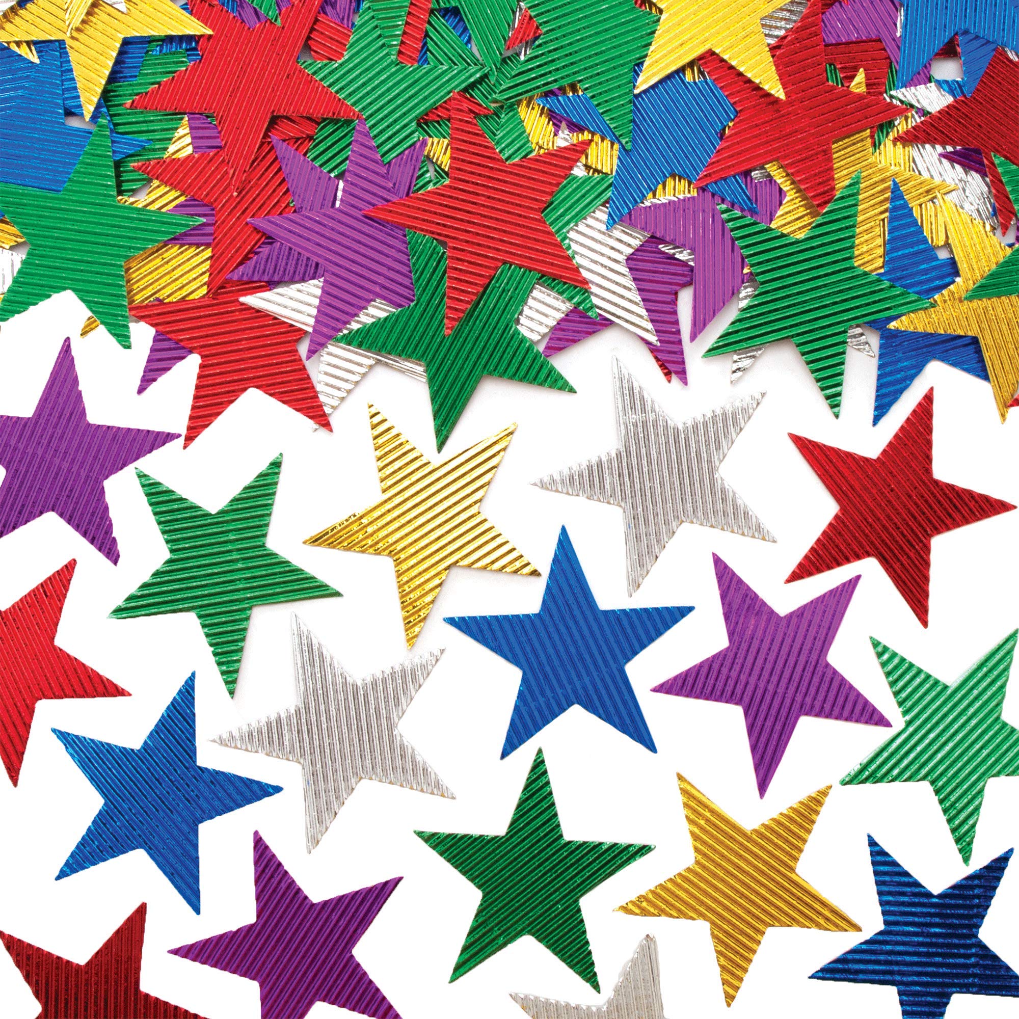 Baker RossAT214 Corrugated Star - Pack of 120, Craft Star Embellishment for Kids Arts and Crafts and School Classroom Supplies