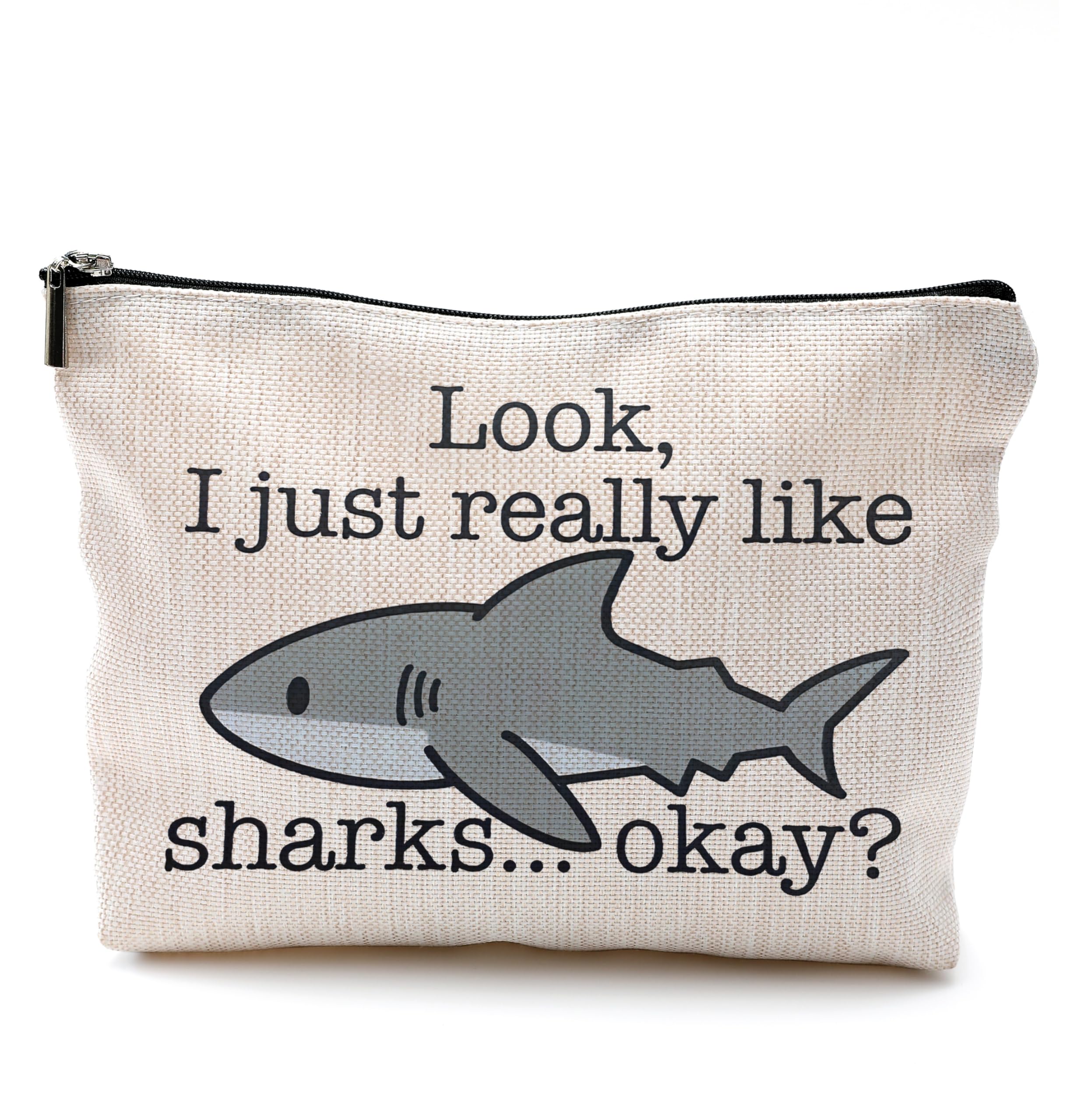 QGFM Shark Makeup Bag - Cosmetic Bags With Zipper, Gifts for Shark Lovers