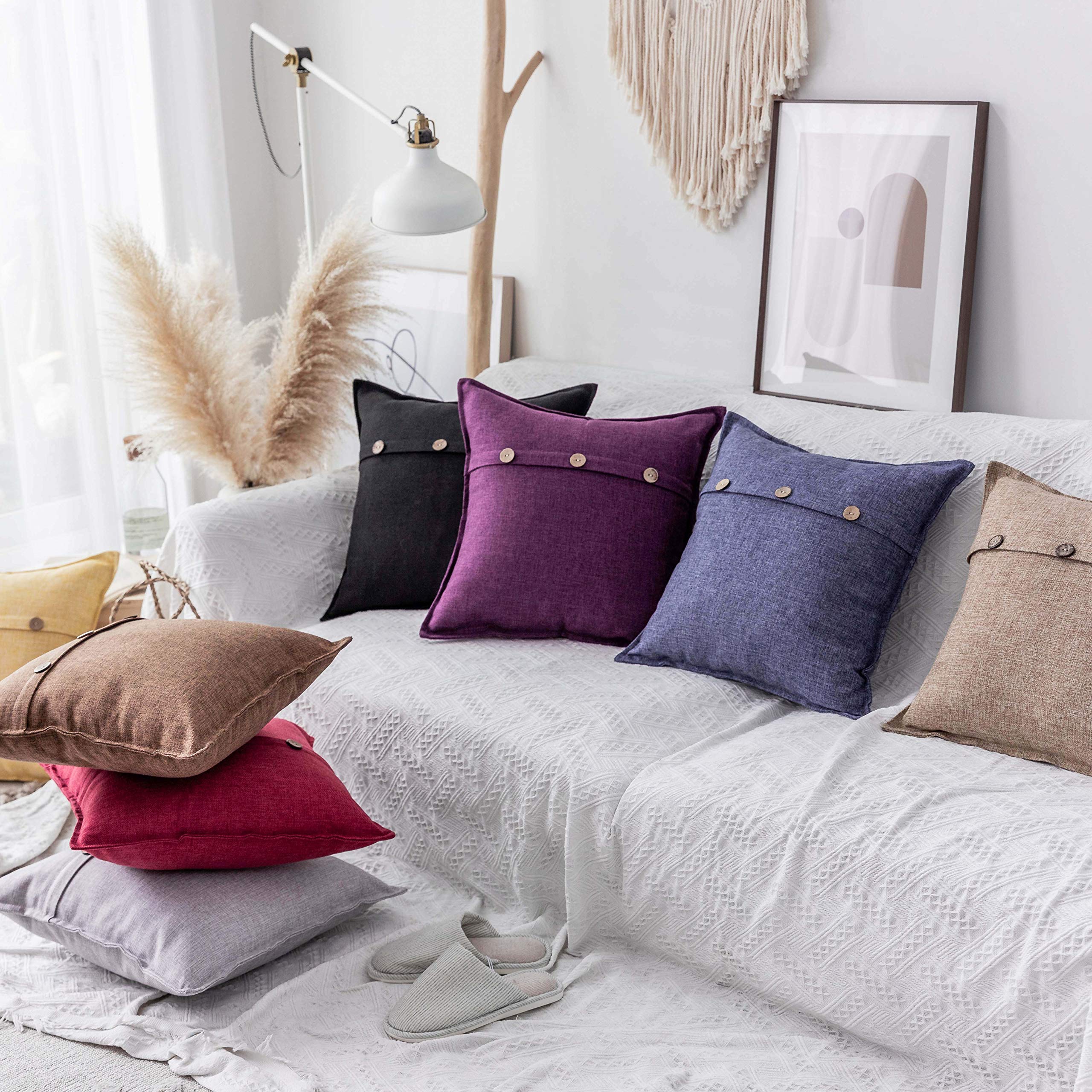 Amazon.com: Home Brilliant 12x20 Pillow Cover Linen Lumbar Pillow