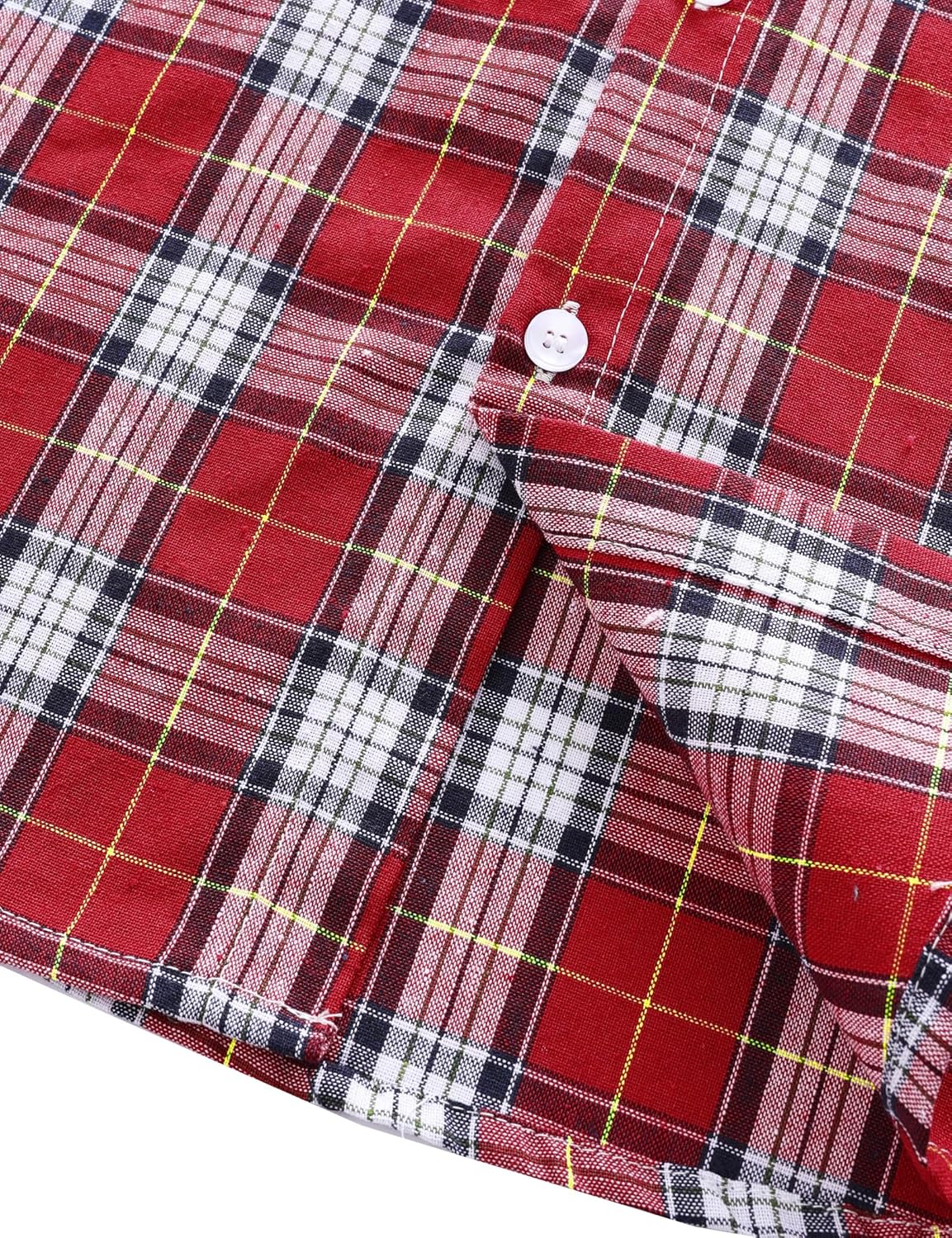 JOGAL Mens Plaid Button Down Shirts Mens Short Sleeve Western Shirts Two Pocket Regular Fit Mens Button Up Casual Shirts - Image 5