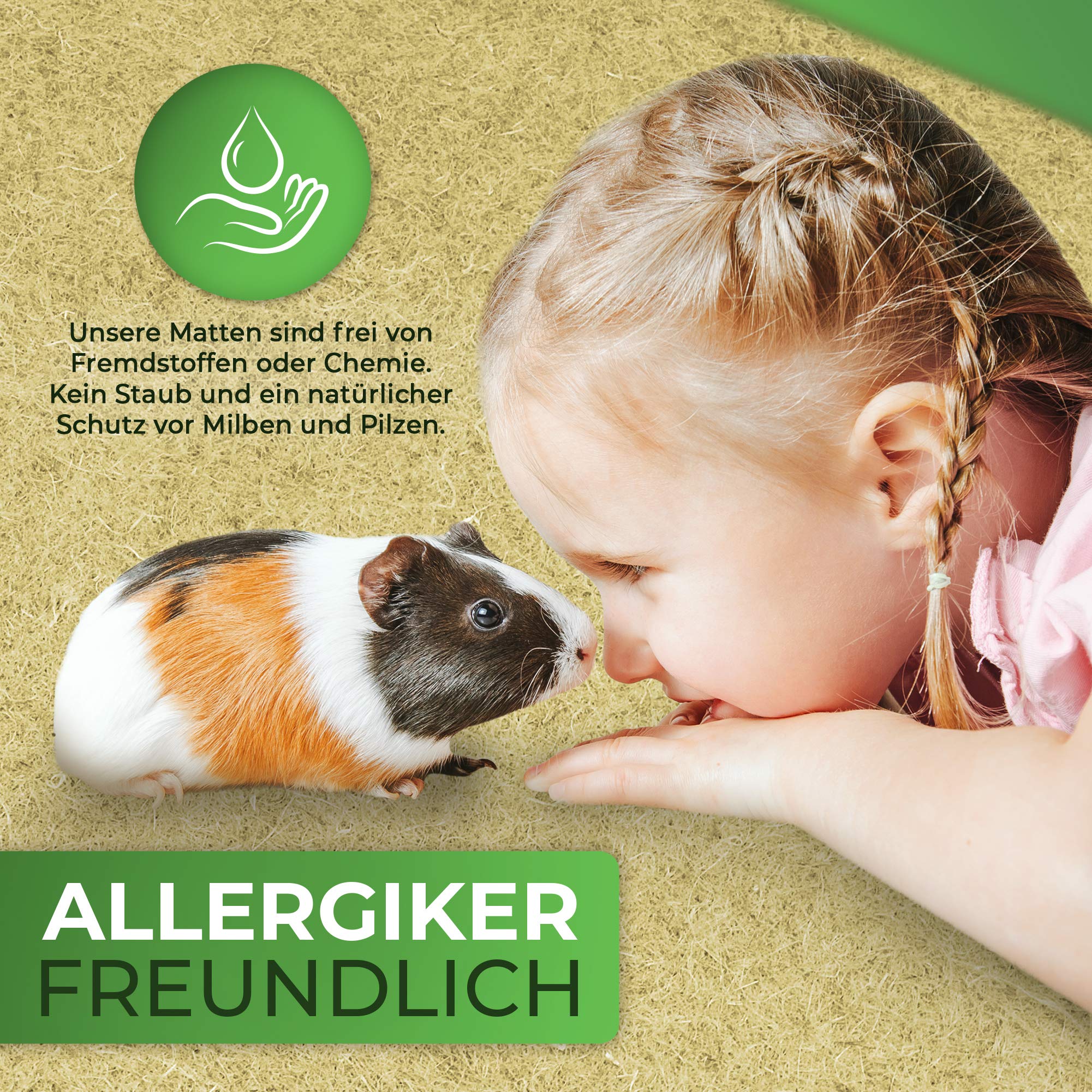 Nagerteppich aus 100% Hanf, 120 x 50cm, 5mm dick, Hanfteppich für alle Kleintiere, Hanfmatte Nagermatte Nager-Teppich Bodenabdeckung (20 Stück)