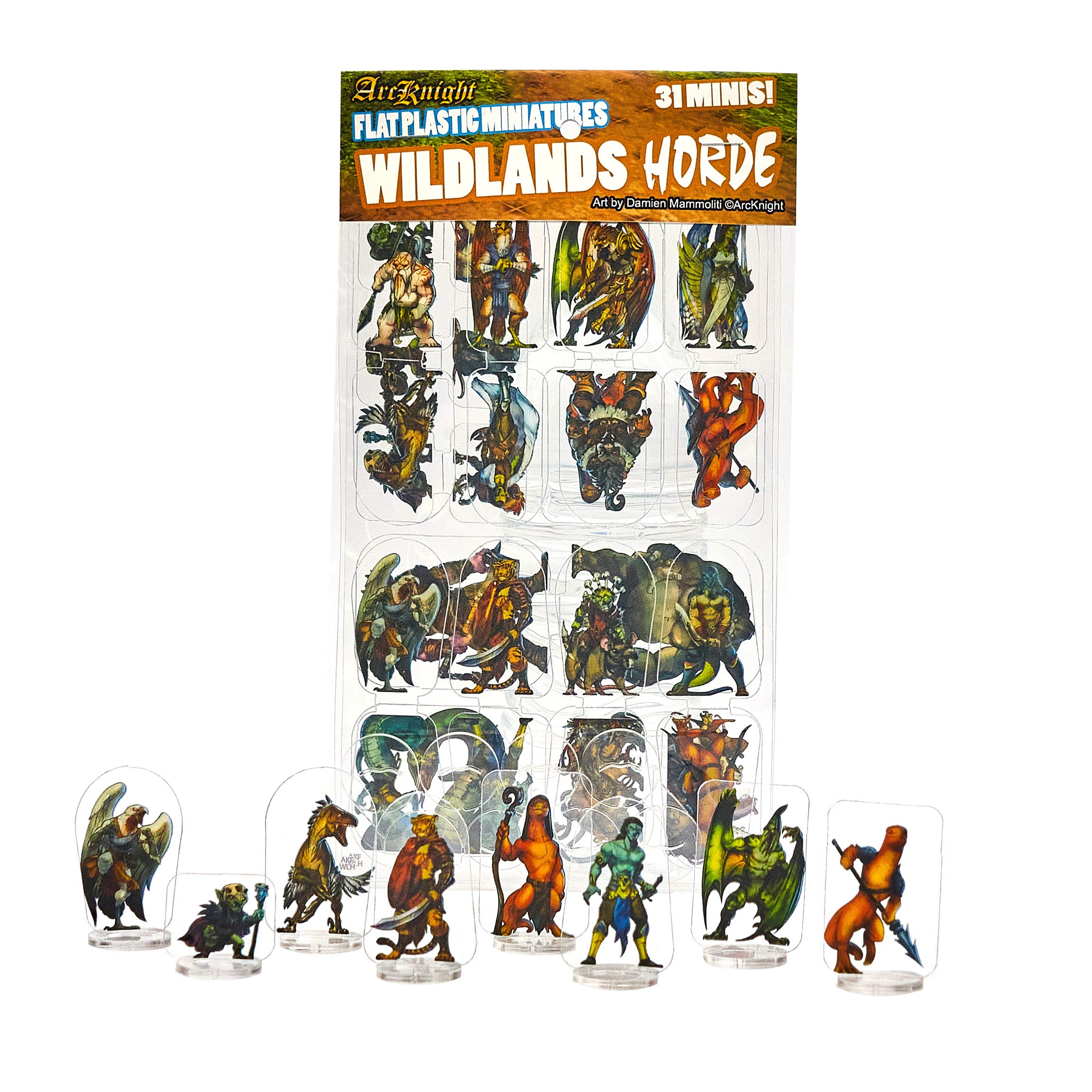 Arcknight Flat Plastic Miniatures: Wildlands HORDE; 31 Unique Wilderness-Themed Enemy Minis for DnD5e and Pathfinder; Affordable, Skinny Figurines for Dungeons and Dragons and other Tabletop RPG games
