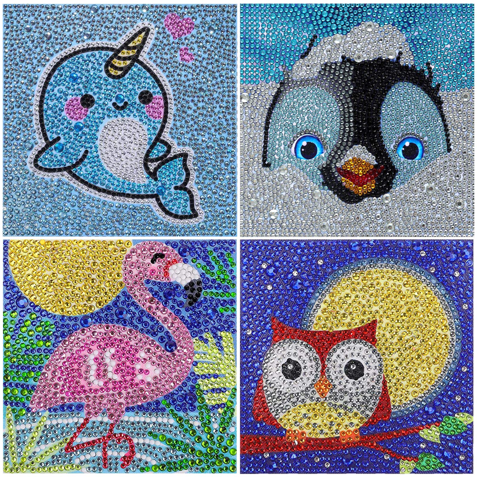 Kit Diamond Painting 5D Fai Da Te – Mucca Con Animali Colorati, Tela 30x40 Cm, Cristalli Rotondi