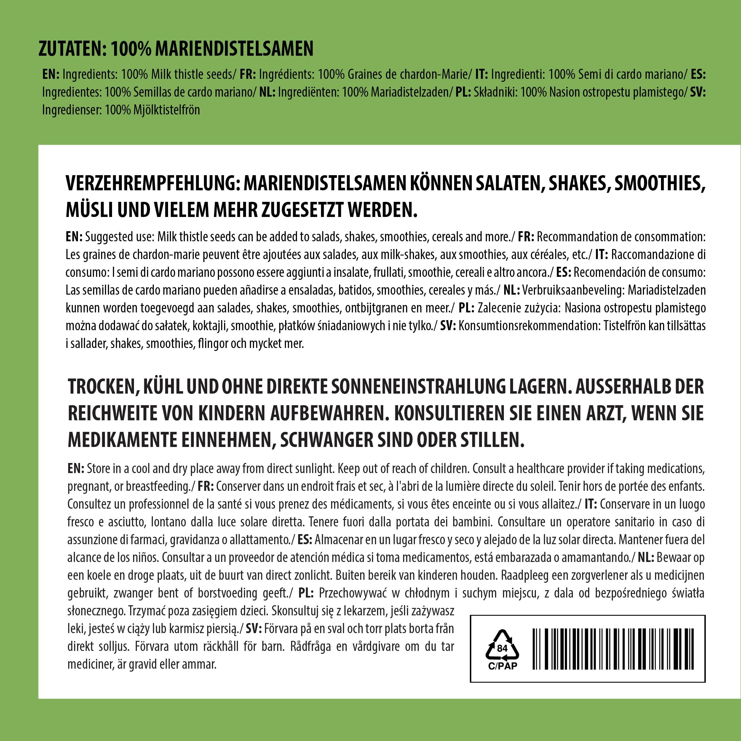 Alpi Nature Całe Nasiona Ostropestu Plamistego 100g, Nasiona Ostropestu Plamistego, Herbata Liściasta