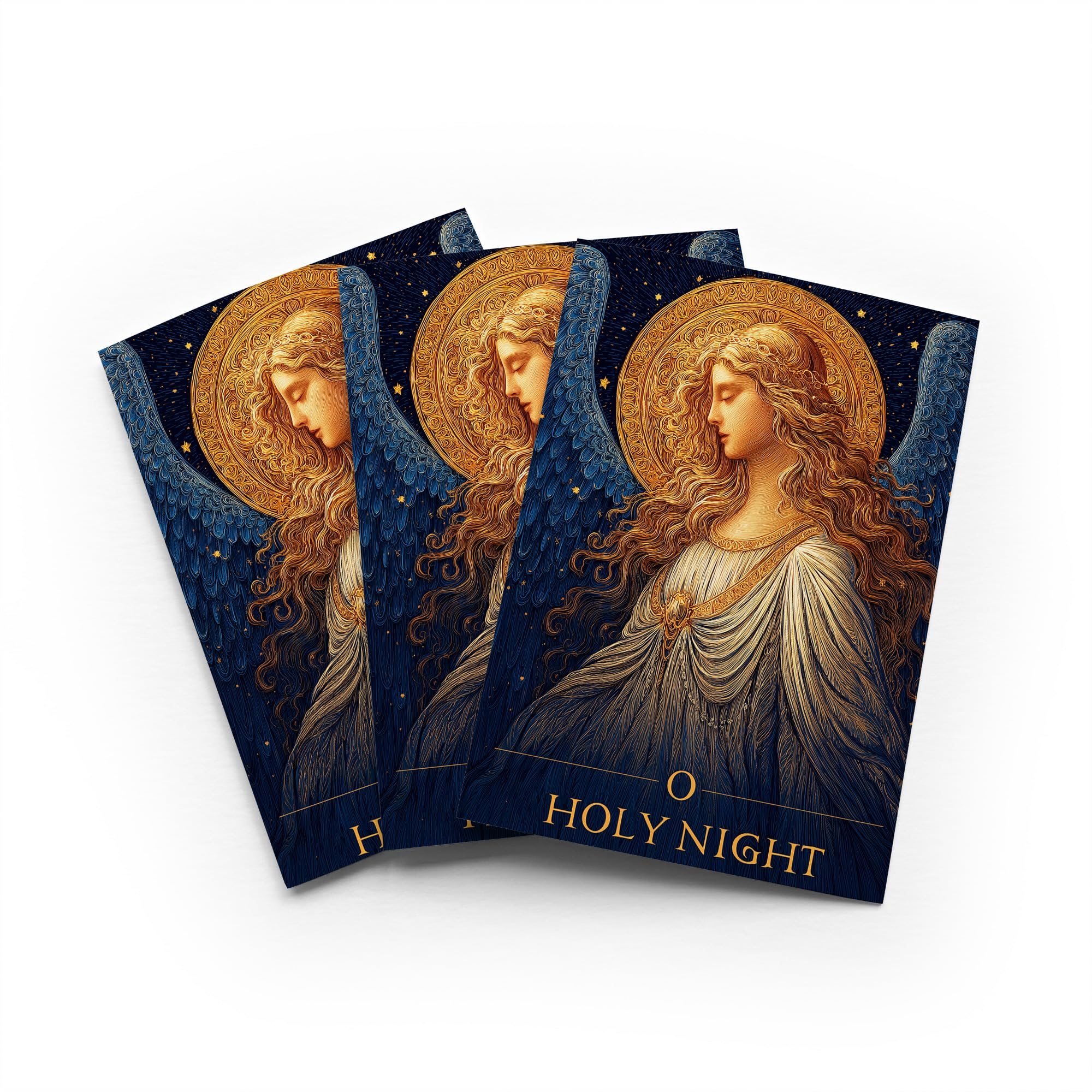 O Holy Night Christmas Card Roman Angel Set of 3 Greeting Cards Blank Inside 5x7 Inch 13x18 cm
