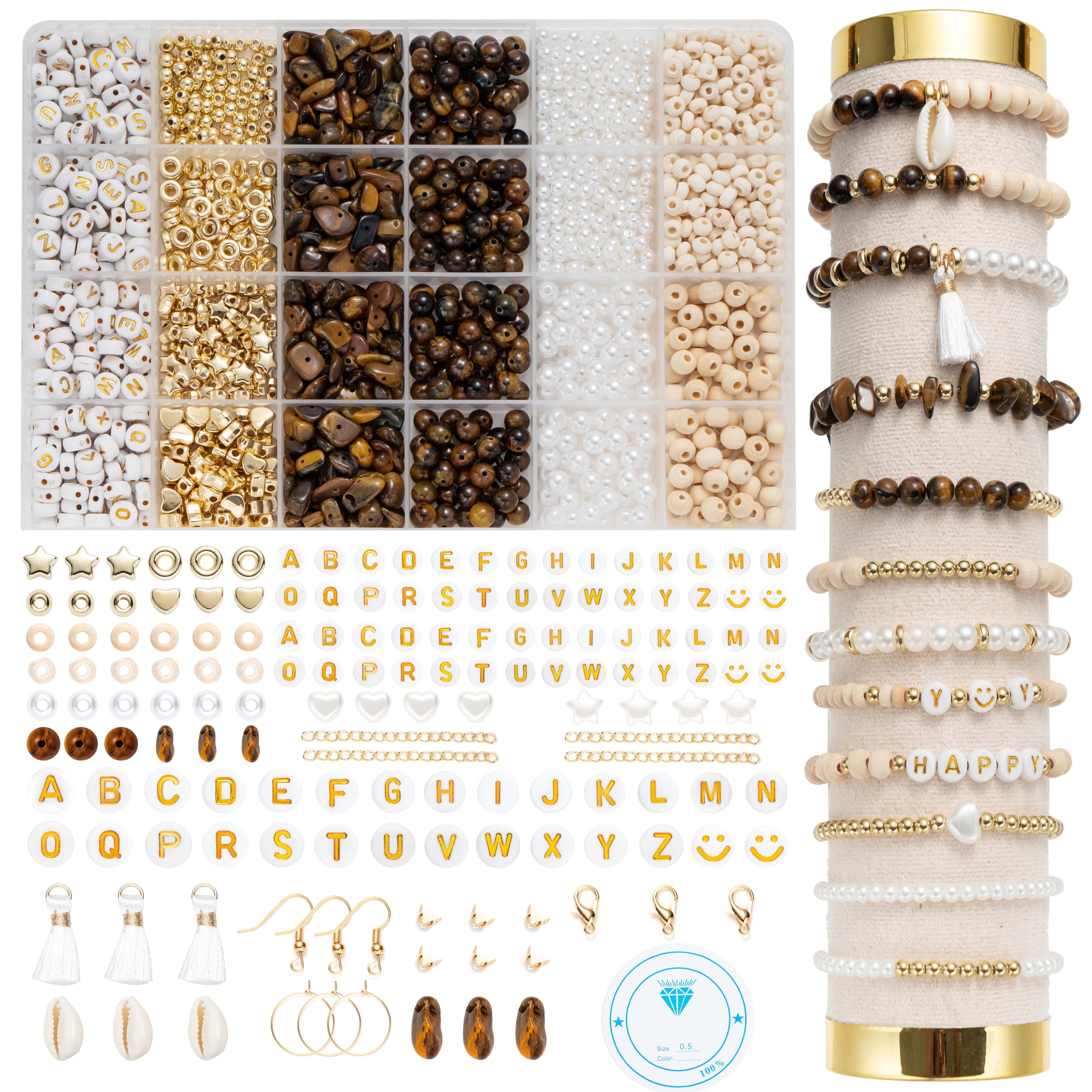 Leuyuee Natürliche Amazonit perlen für armbänder Edelstein Perlen Perlen Set Zum Auffädeln Kit Perlenset Beads für DIY armbänder selber machen Schmuck Halskette Ohrringe Kette