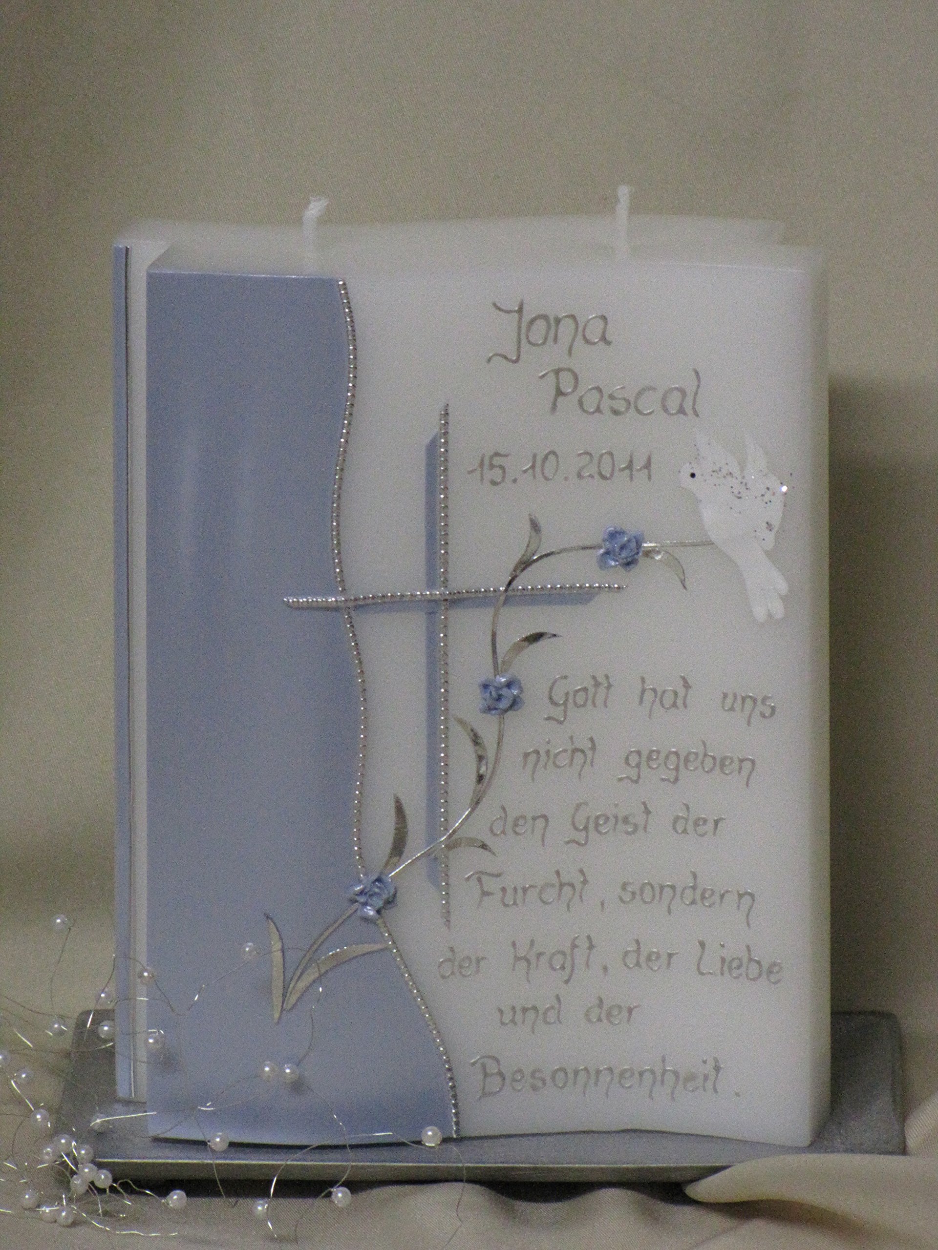 Taufkerze inklusive Name, Datum und Taufspruch E 14