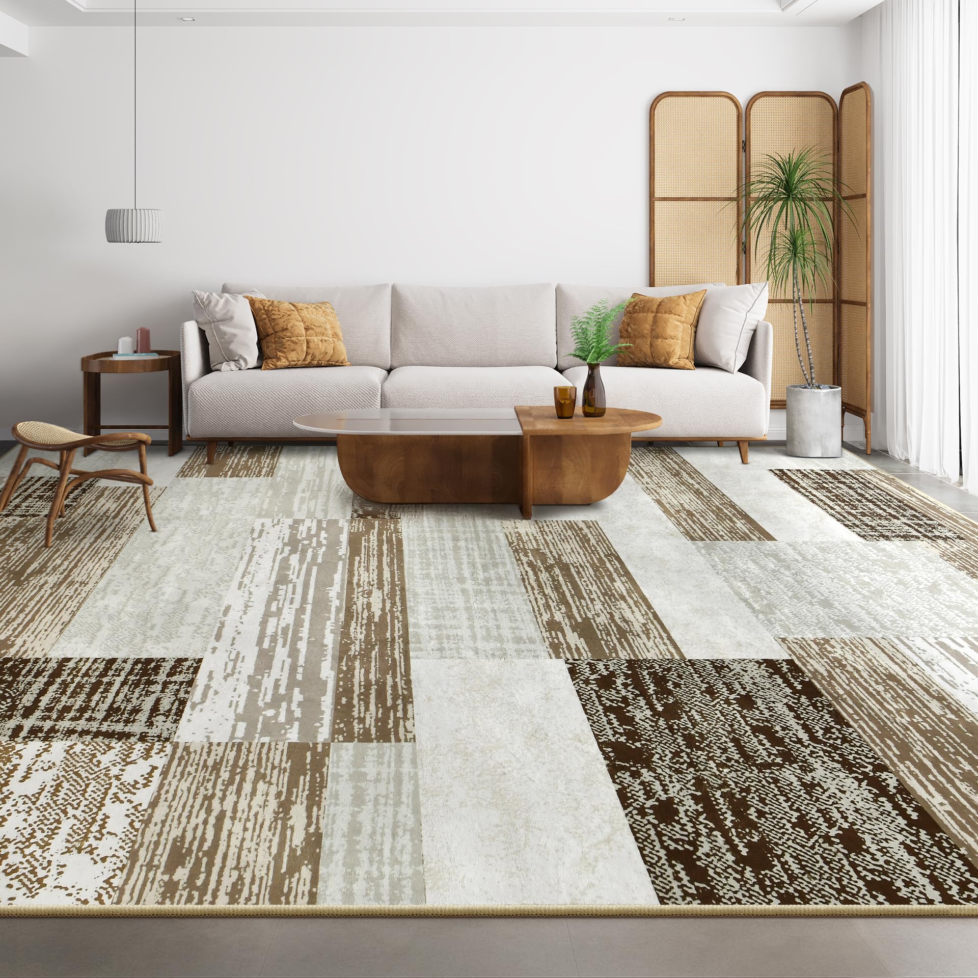 Large Area Rugs,Modern Geometric Patchwork Floor Decor for Bedroom Aesthetic Carpet, Rockwood Collection, Indoor Rugs for Living Room, Dining Room,
