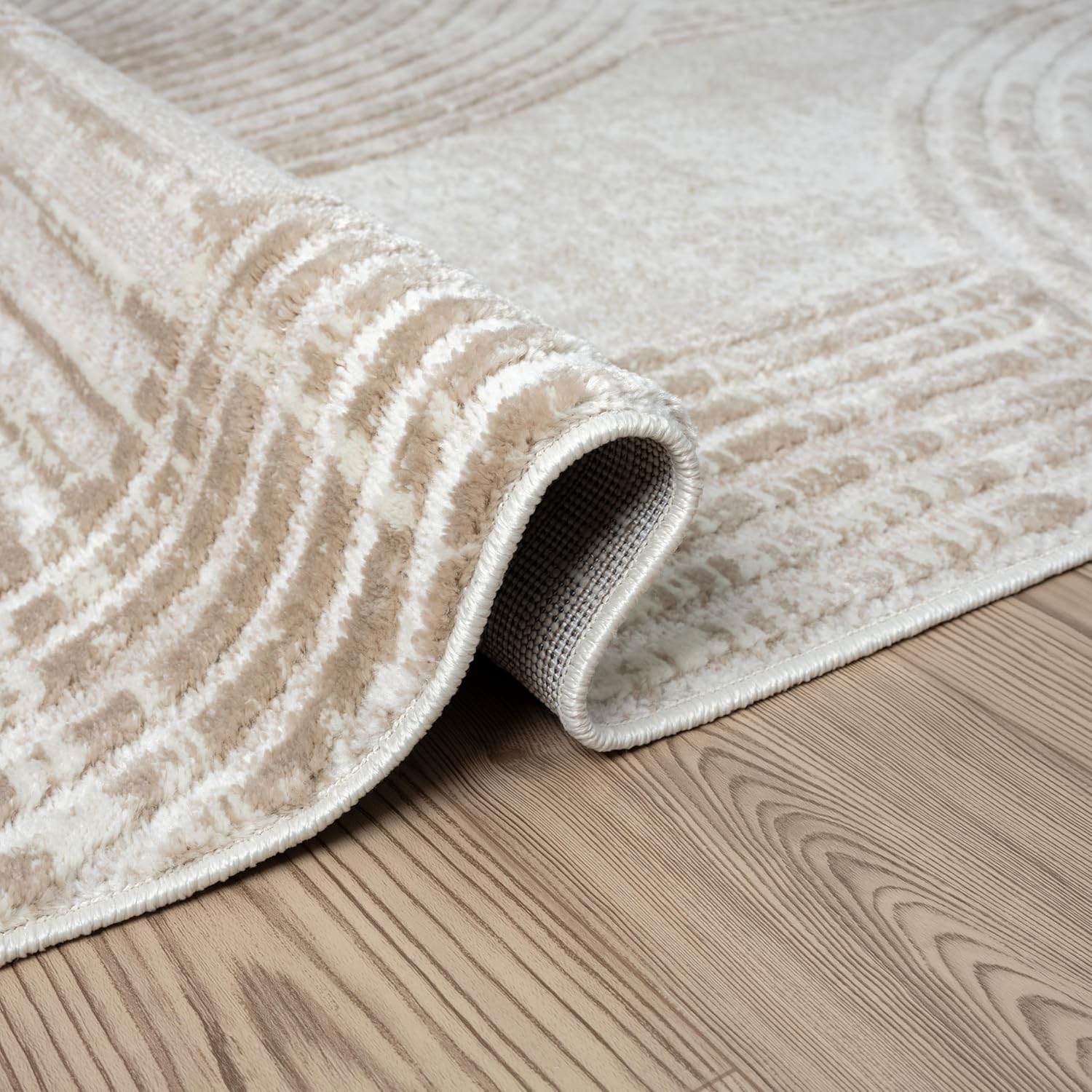 Abani Cream Area Rug for Living Room, Bedroom -Mid-Century Modern- 9' x 12' -Durable & Easy to Clean