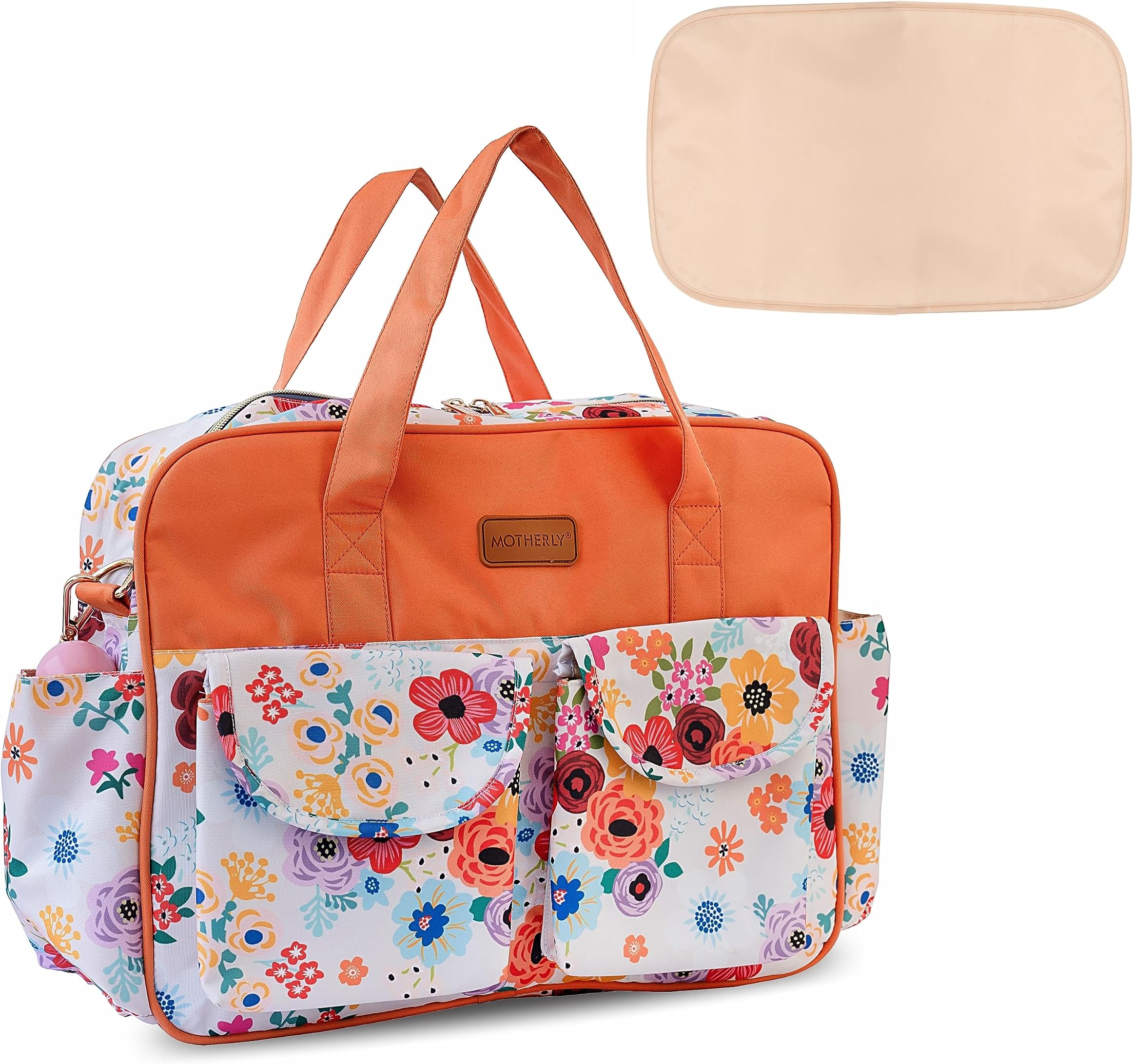 Motherly Grace Tote Diaper Bag for Mothers for Travel with Changing Mat and 6-Month Warranty | Maternity Hospital Bag for Newborn | Water-Resistant Baby Bag for mom -Garden Glam