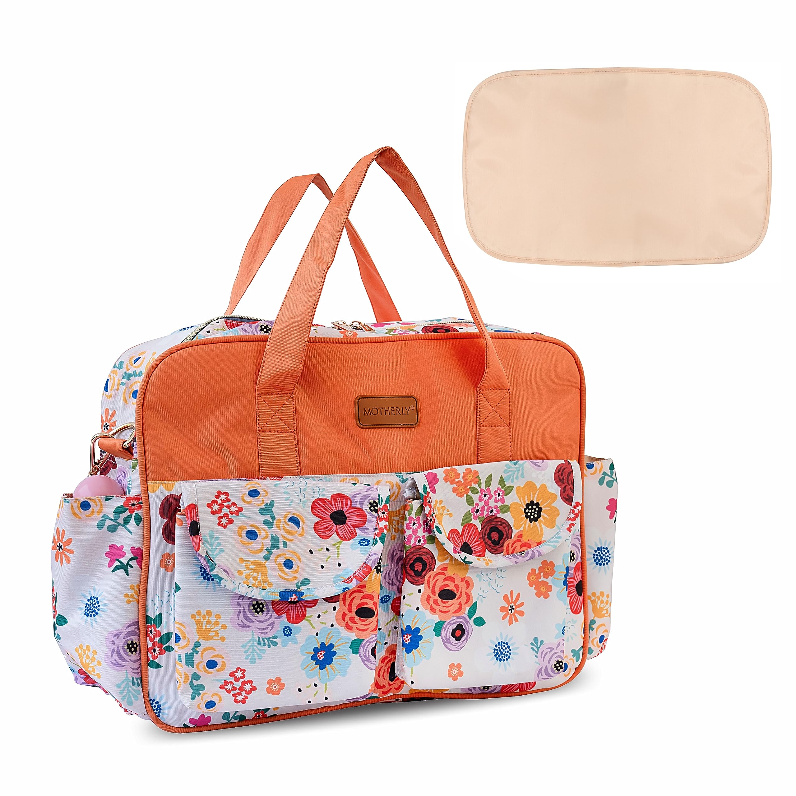 Motherly Grace Tote Diaper Bag for Mothers for Travel with Changing Mat and 6-Month Warranty | Maternity Hospital Bag for Newborn | Water-Resistant Baby Bag for mom -Garden Glam