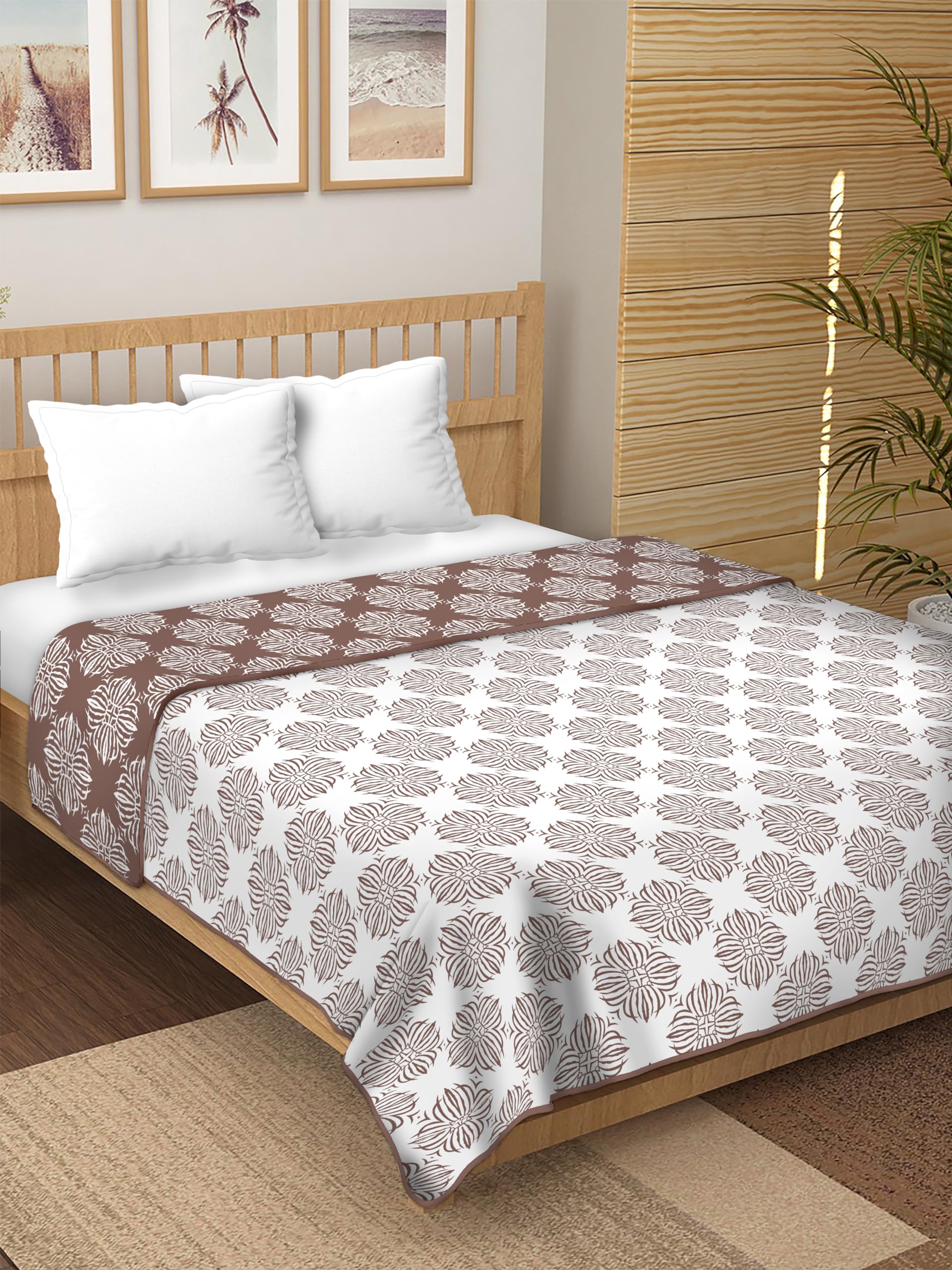 Linenovation Single Bed Comforter 120 GSM Microfiber 3 Layered Quilt Dohar Soft Lightweight Reversible Printed AC Blanket Double Bed for All Season-Bread-image-11