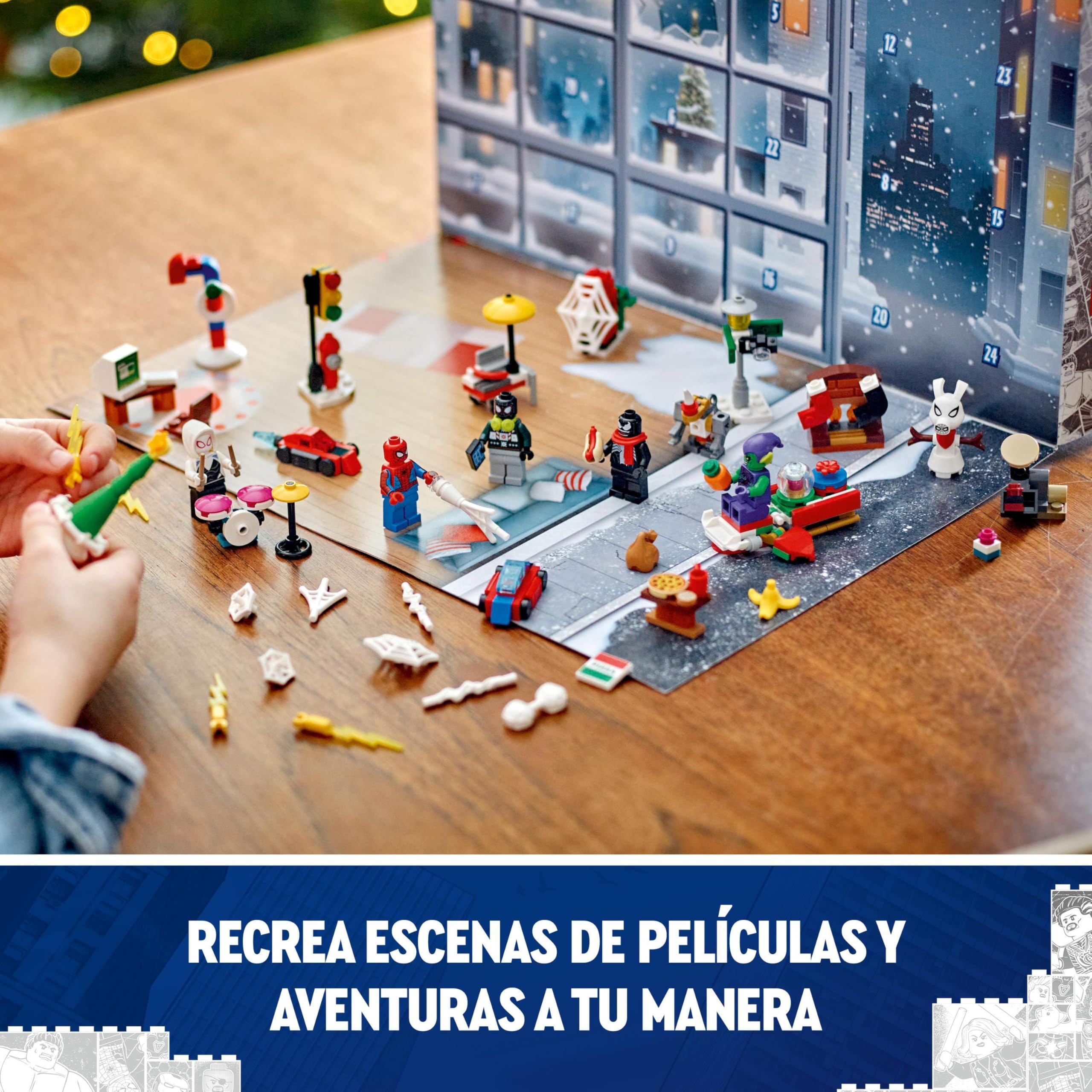 LEGO Marvel Calendario de Adviento 2024 Spider-Man Juguetes de Construcción de Superhéroes con Minifiguras para el Juego de rol, Regalo Pre-Navideño para Niños y Niñas de 7 Años o Más 76293