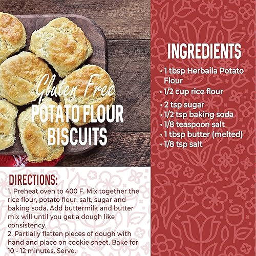 Miniatura 6 de Herbaila Harina de patata de 32 onzas, harina de pan de papa, harina sin gluten, hecha de papas enteras, muy fina, sin OMG