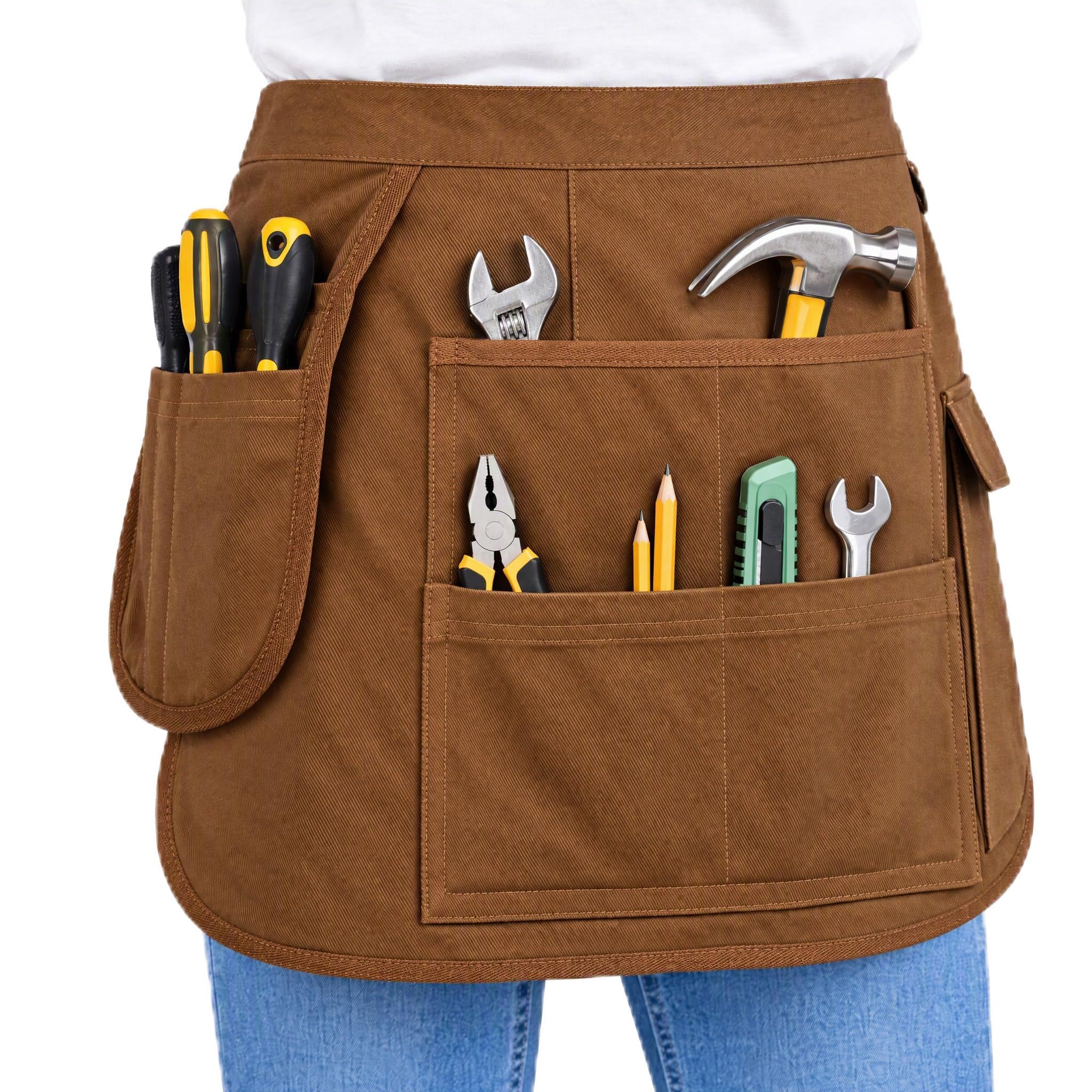 Molaxhome Unisex Taillenschürze mit mehreren Taschen Kellnerschürze mit verstellbarem Gürtel für Kellner Friseure