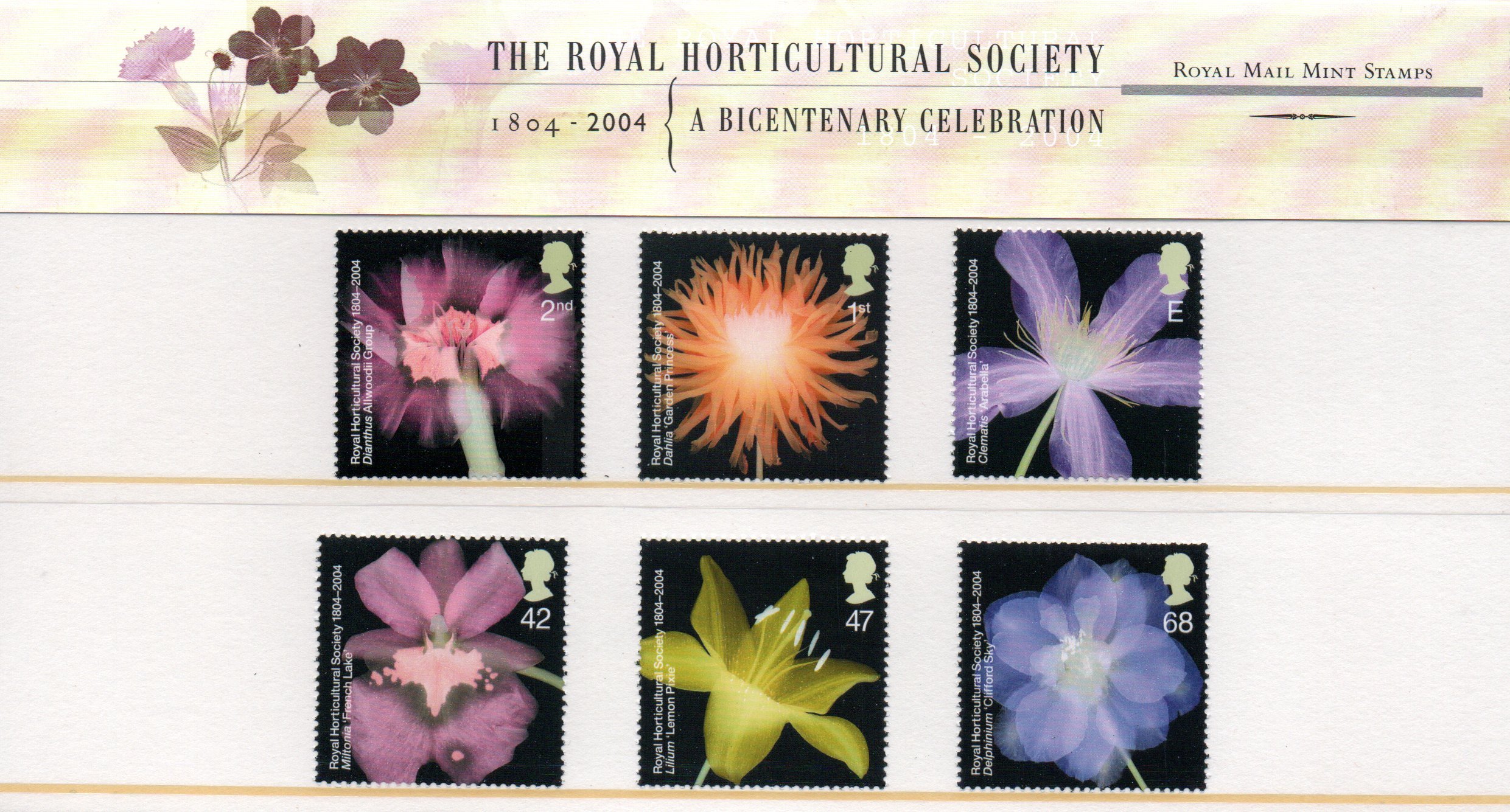 Royal Mail Blue 2004 The Royal Horticultural Society Stamp Presentation Pack.