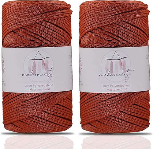 Makromecity, 2 madejas de cuerda de macramé de poliéster de 0.079 in x 250 yardas (750 pies) de 0.079 in de polipropileno para macramé, arte y