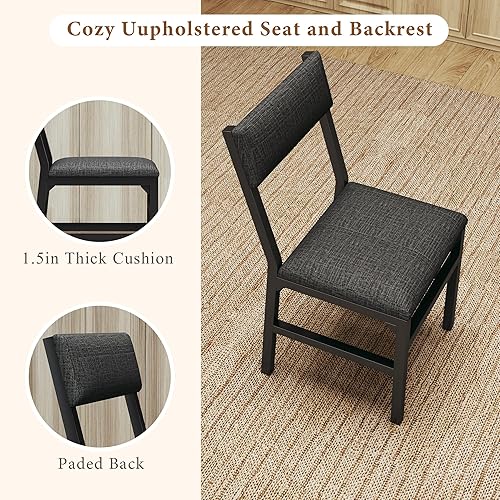 Miniatura 5 de Juego de mesa de comedor de 7 piezas para 4-6, sillas extensibles para mesa de cocina, juego de 6 con 6 sillas, mesa de comedor rectangular con