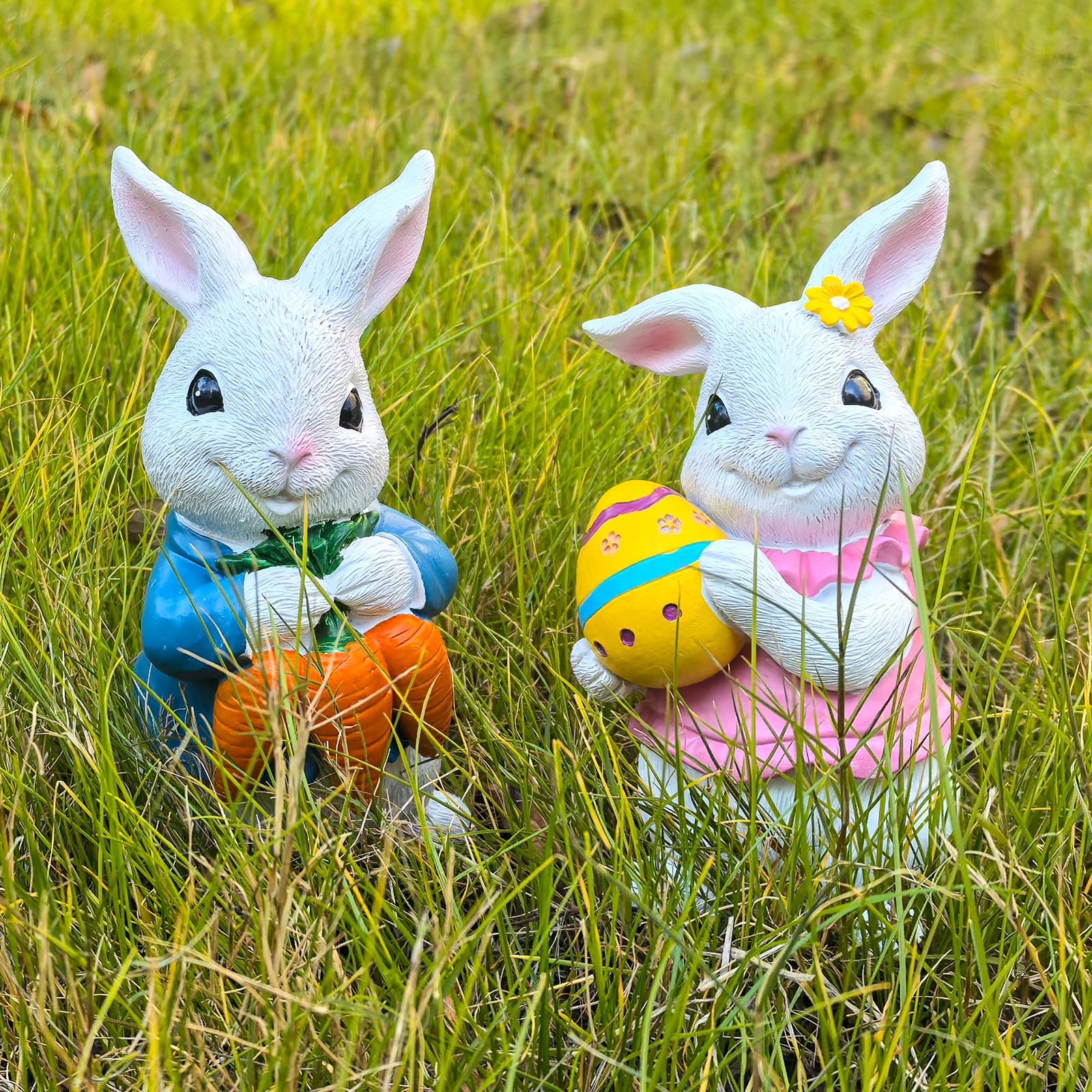 2pcs Coniglietto di Pasqua Decorazione 6 "Figurine Coniglietto Resina Primavera Casa Statue Decorazione del Giorno di Pasqua