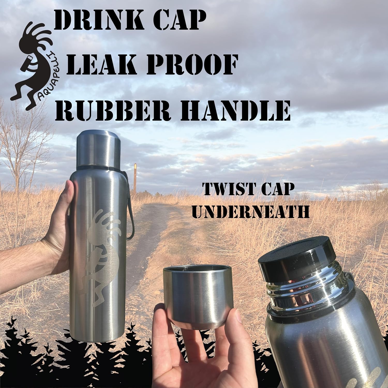 Aquapelli Vacuum Insulated Water Bottle, 50 Ounces, Stainless Steel - Image 3