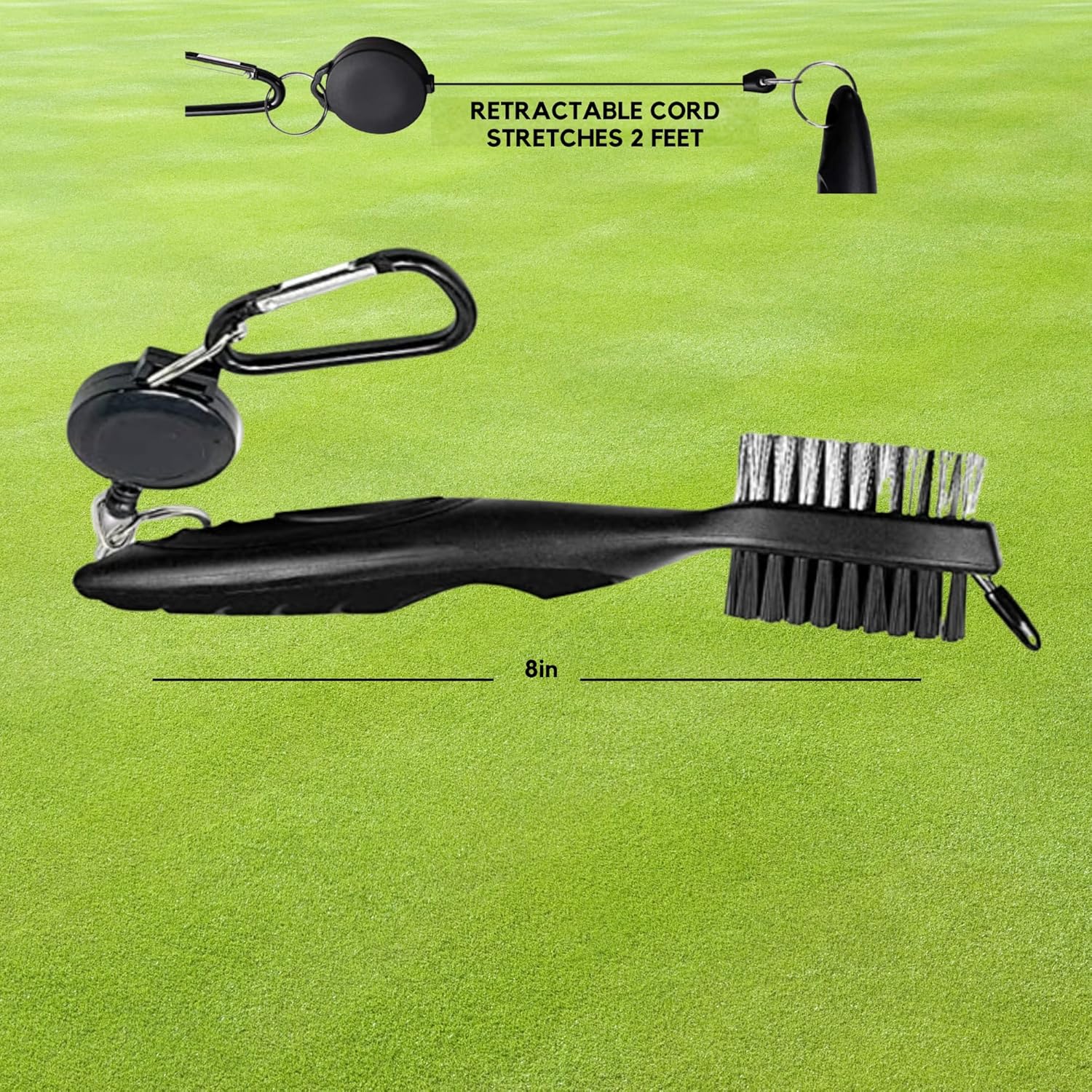 Golf Brush (2 Pack) - Cord and Clip Attachment for Bags and Carts, Club Cleaner Ideal for Woods and Irons - Golf Accesories for Men and Women - Image 4
