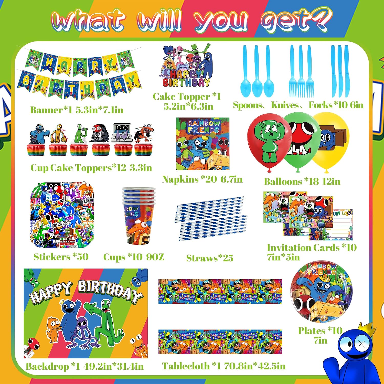 Video Game Themed Birthday Party Supplies for 10 Guests 189pcs, Cartoon Birthday Party Decorations for Boys Girls New Year Prank Party Include Birthday backdrop,Banner,Balloons,Tableware,Stickers,Cake Toppers
