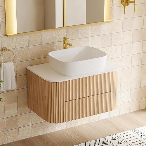 Homary 31.5" Floating Bathroom Vanity with Sintered Stone Top &