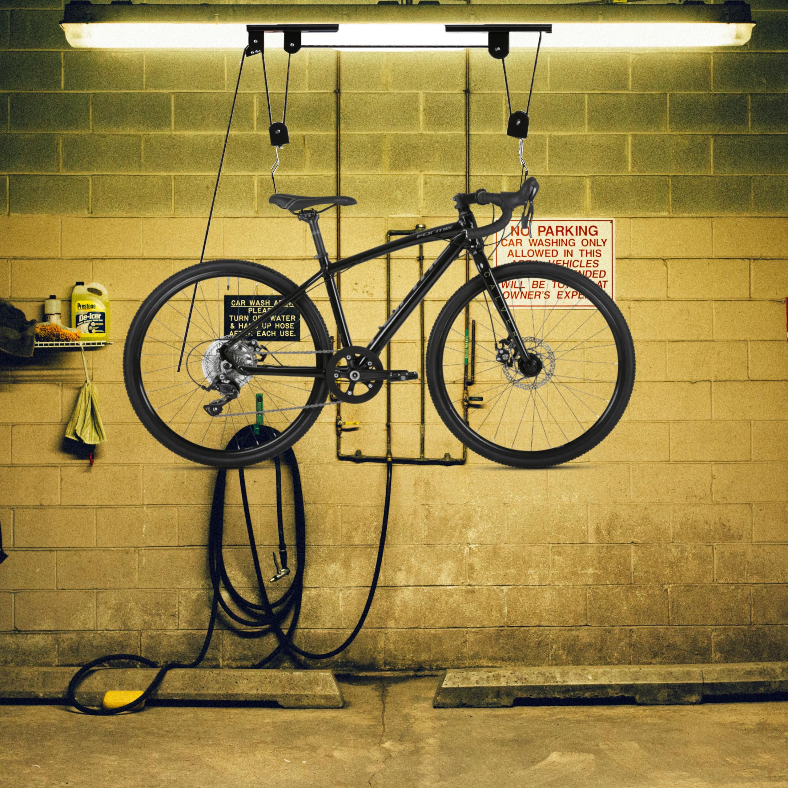 Retoo Elevador de Bicicleta, Soporte Bicicleta Suspensión, Capacidad de Carga 20 kg, Montaje en Techo, Almacenamiento de Garaje, Portabicicletas, Adultos, Longitud de la Cuerda 15m, Negro