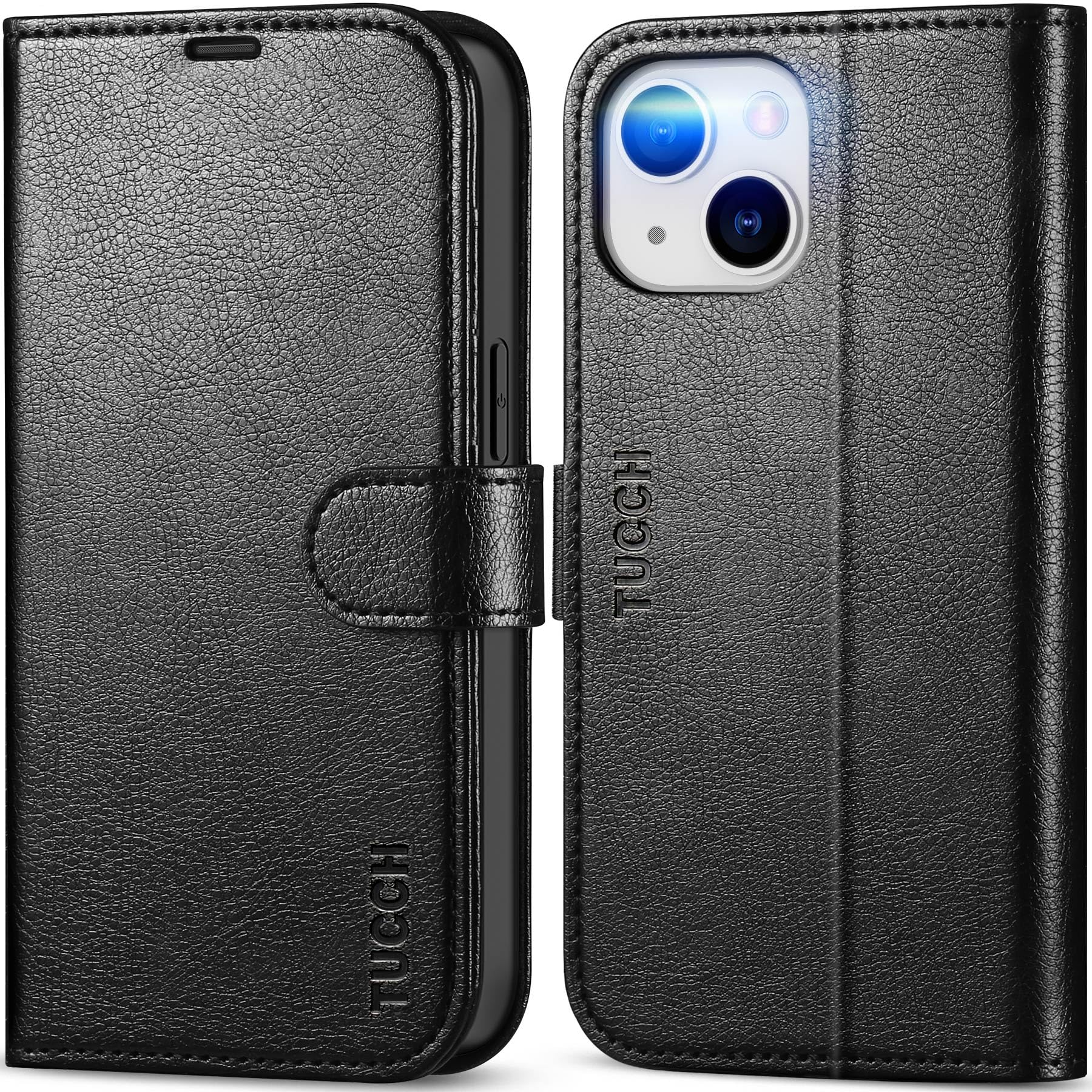Photo 1 of TUCCH Wallet Case for iPhone 14, [RFID Blocking] [4 Card Slots] TPU Interior Protective Case, Magnetic Folio Shockproof PU Leather Stand Flip Cover Compatible with iPhone 14 6.1 5G, Textured Black