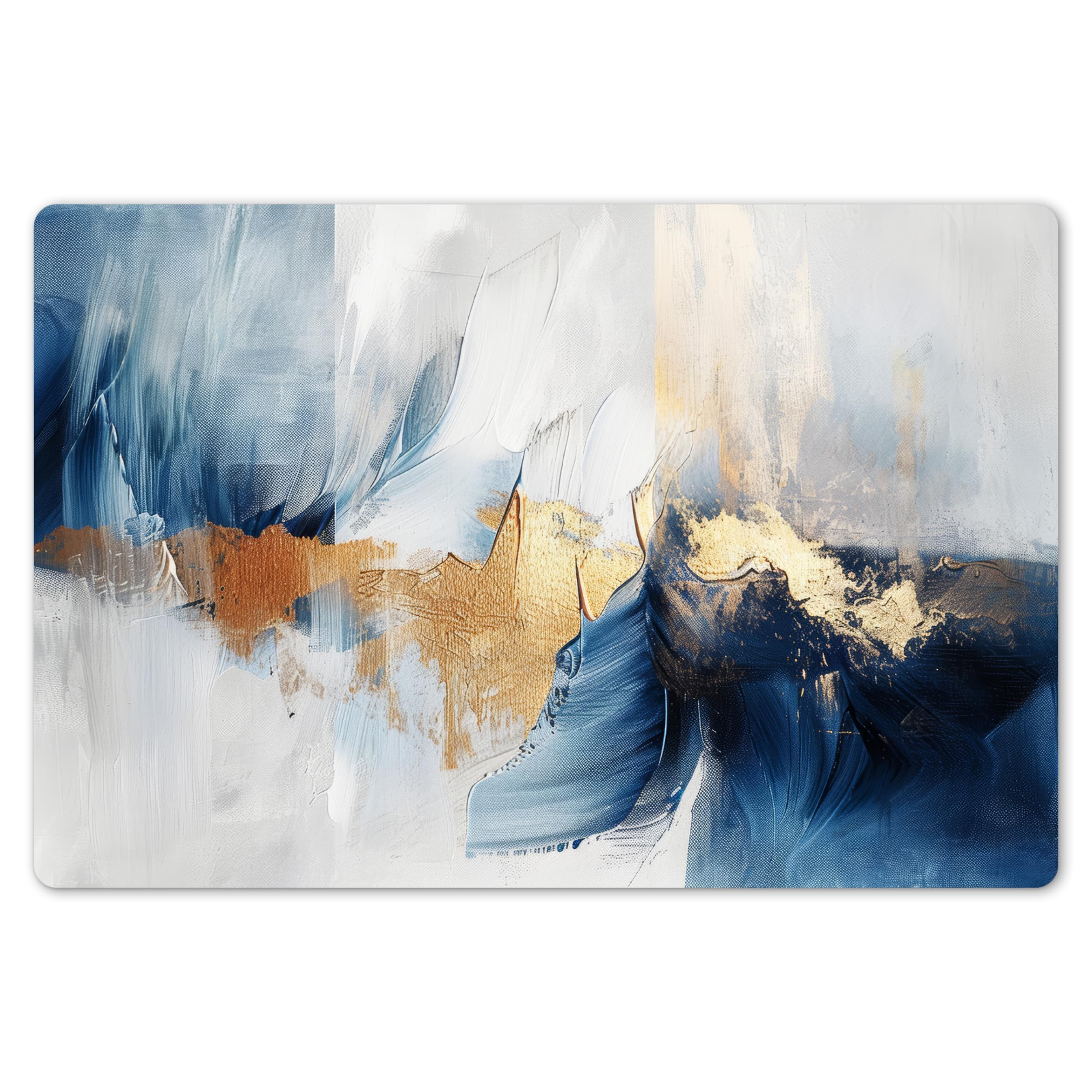 KitchenYeah© Place Mats 18"x12" / 45x30 cm Waterproof Sets Non Stick Wipe Clean Anti Slip Dinner Wipeable Placemats Table Mat Dinning Gold - Blue - Paint - Art - Modern