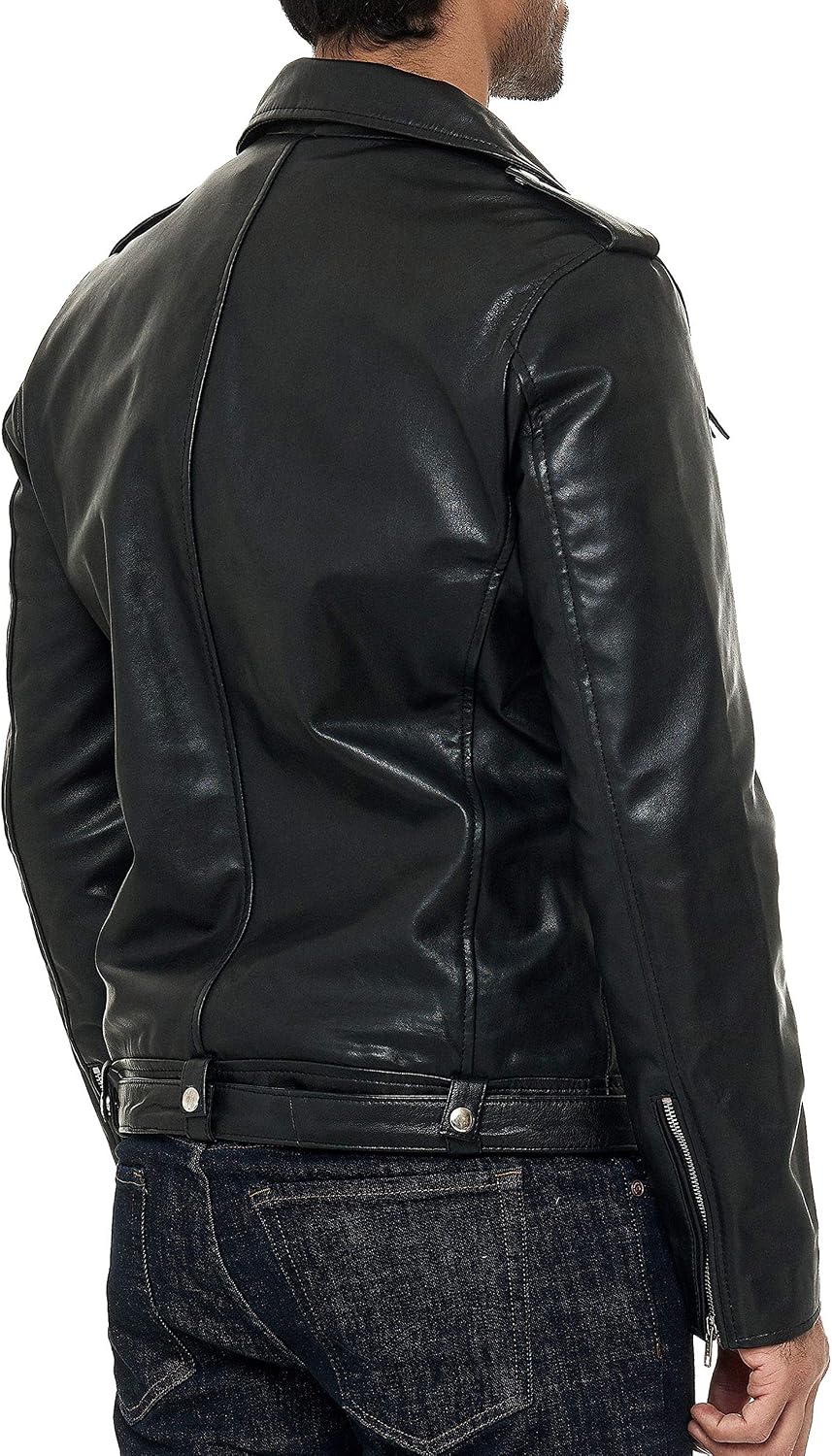 Tagliatore Giubbotto Biker in Pelle Martellata con Zip Frontale uomo - Outlet