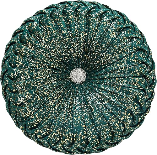 Miniatura 20 de EUCIOR Almohadas Decorativas Doradas, Almohada Circular, Almohadas Decorativas Plisadas de Calabaza Hechas a Mano, Almohadas Doradas, Almohadas