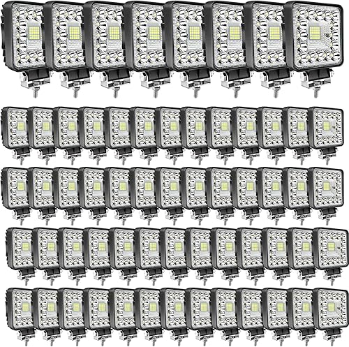 Miniatura 9 de Luces de trabajo LED para camión y tractor - MUVKQC, cápsulas LED de 4 pulgadas cuadradas, 10 piezas, 123 W, 10000 lm, barra de luz impermeable