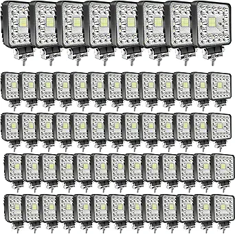 LED Light Bar 4.5 Inch LED Pod Lights 123W 12000lm Square Work Lights 12V 24V Cube Spotlight Waterproof Off-Road Driving Fog Light for Car Boat ATV UTV RV Golf Cart Lawn Mower (60pc)