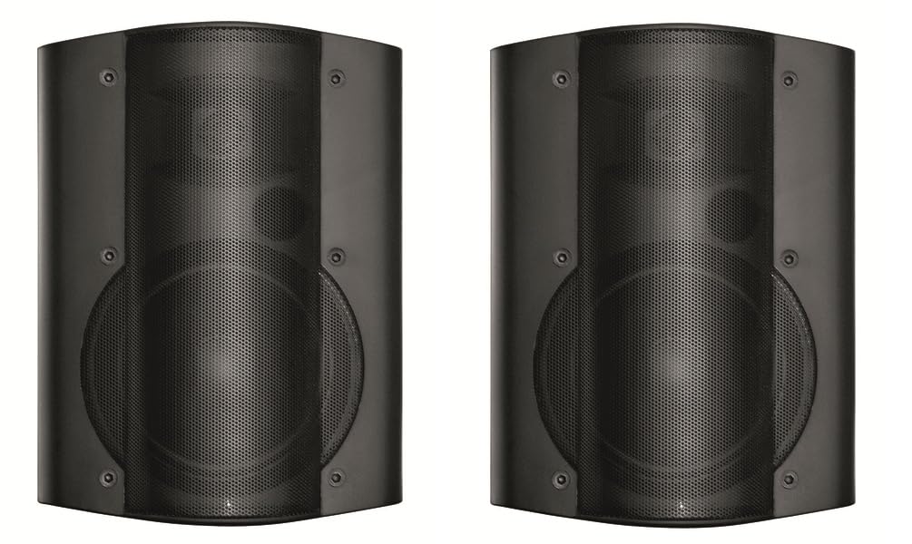 OWI AMP-HD-602-2B Set of (1) Amplified Surface Mount Speaker and (1) Non-Amplified Speaker 6.5 Inches, 40 Watts; Comes with 15Volt DC Level V Power Supply; Black