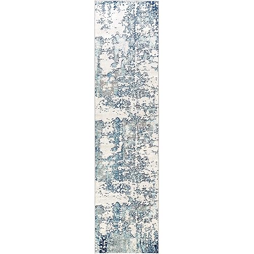Artistic Weavers Arti Modern Abstract Runner Area Rug,2'7" x 10'3",Dark Blue/Aqua