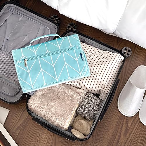 Miniatura 7 de PAVILIA Neceser colgante para mujeres y hombres bolsa de artículos de tocador plegable de viaje bolsa de artículos de aseo para joyas enrollables