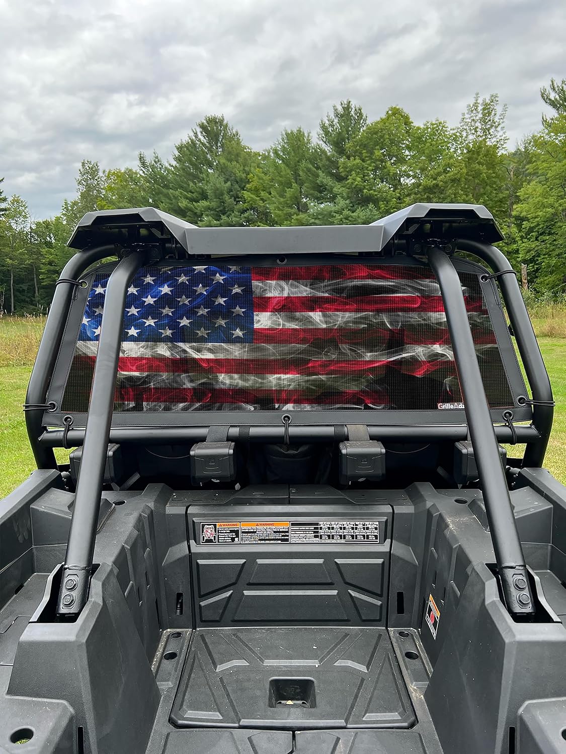 Oh Hey.Rear Dust Screen Fits 2023 and Older Polaris RZR/XP 1000 /Turbo/Turbo S/X4/S4 (Some 900s) UTV by GrilleAdz (Smokey USA Flag)