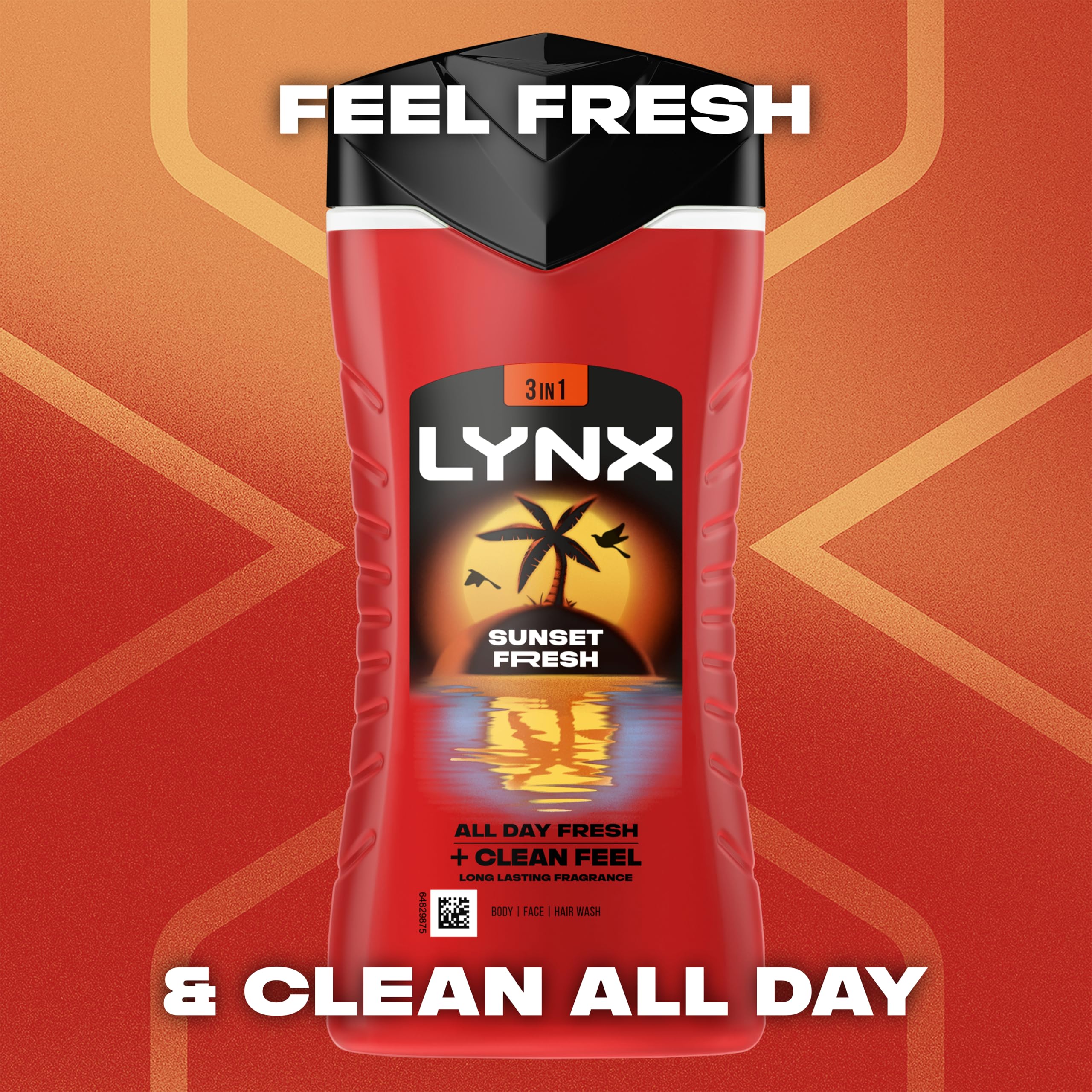Lynx Sunset Fresh 3-in-1 Body Wash Men's Hair, Face and Body Cleanser with a mango & mandarin scent for all-day freshness 6x 225 ml - Image 3